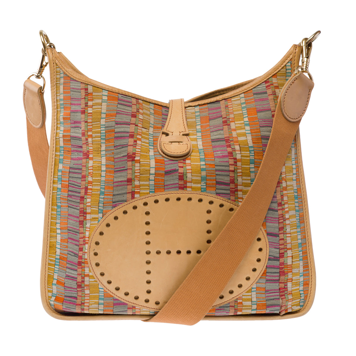 Sac HERMES Evelyne en Toile Beige - 103925