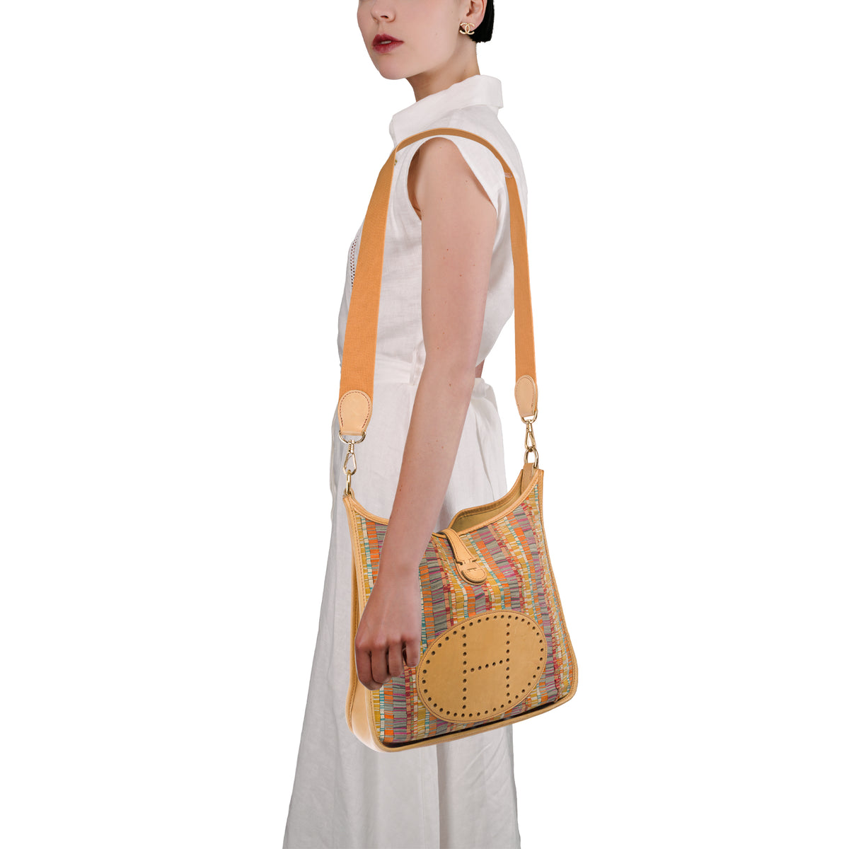 Sac HERMES Evelyne en Toile Beige - 103925