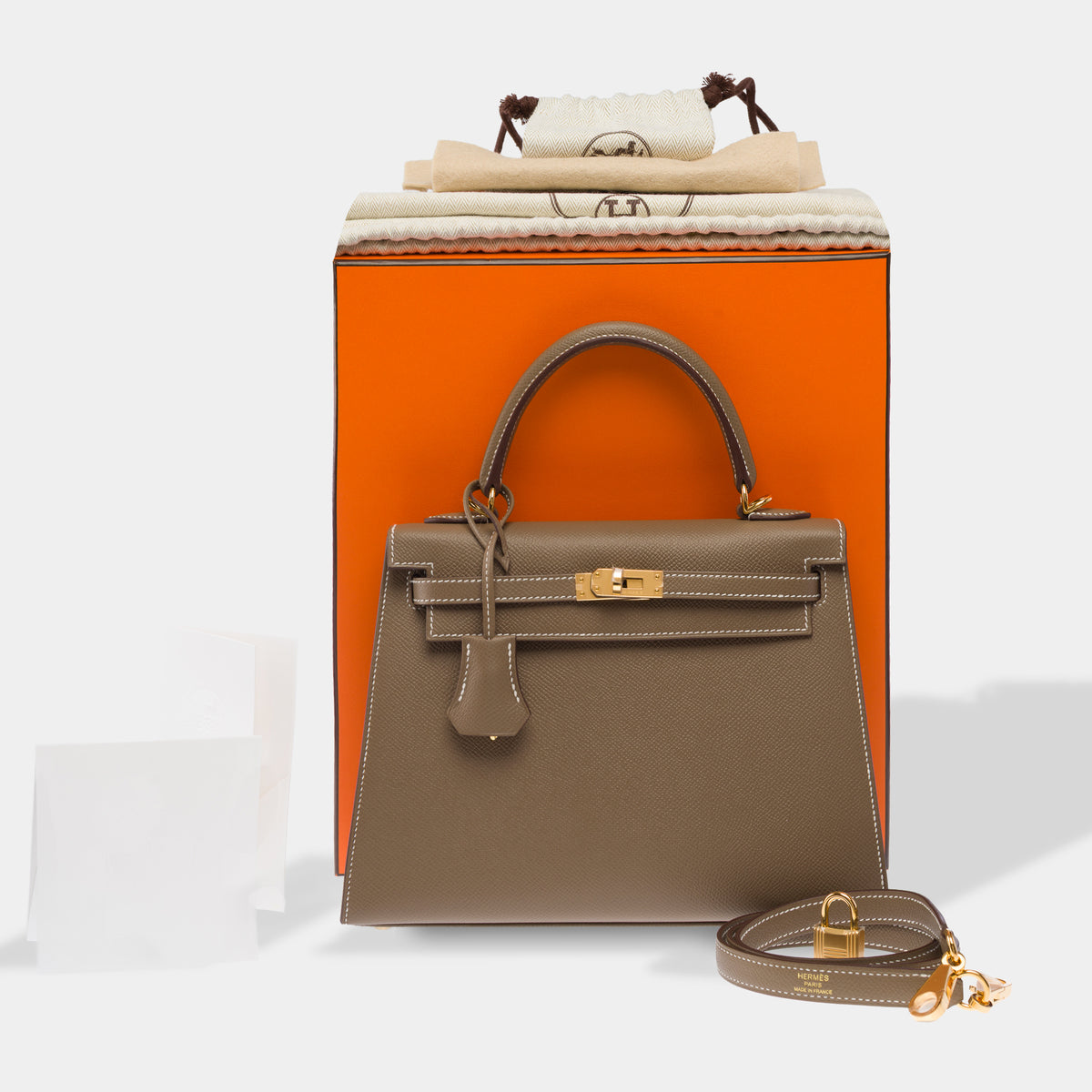 Sac HERMES Kelly 25 en Cuir Étoupe - 103939
