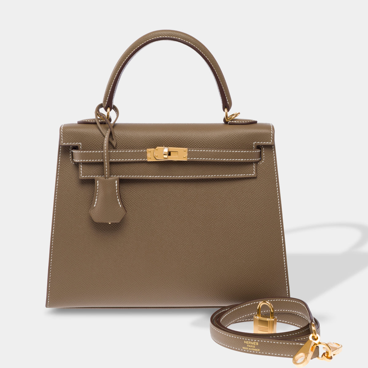 Sac HERMES Kelly 25 en Cuir Étoupe - 103939