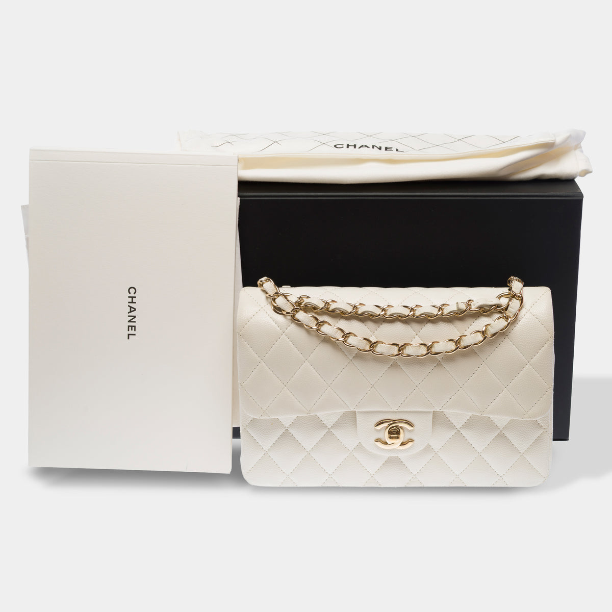 Sac CHANEL Timeless/Classique en Cuir Blanc - 103935