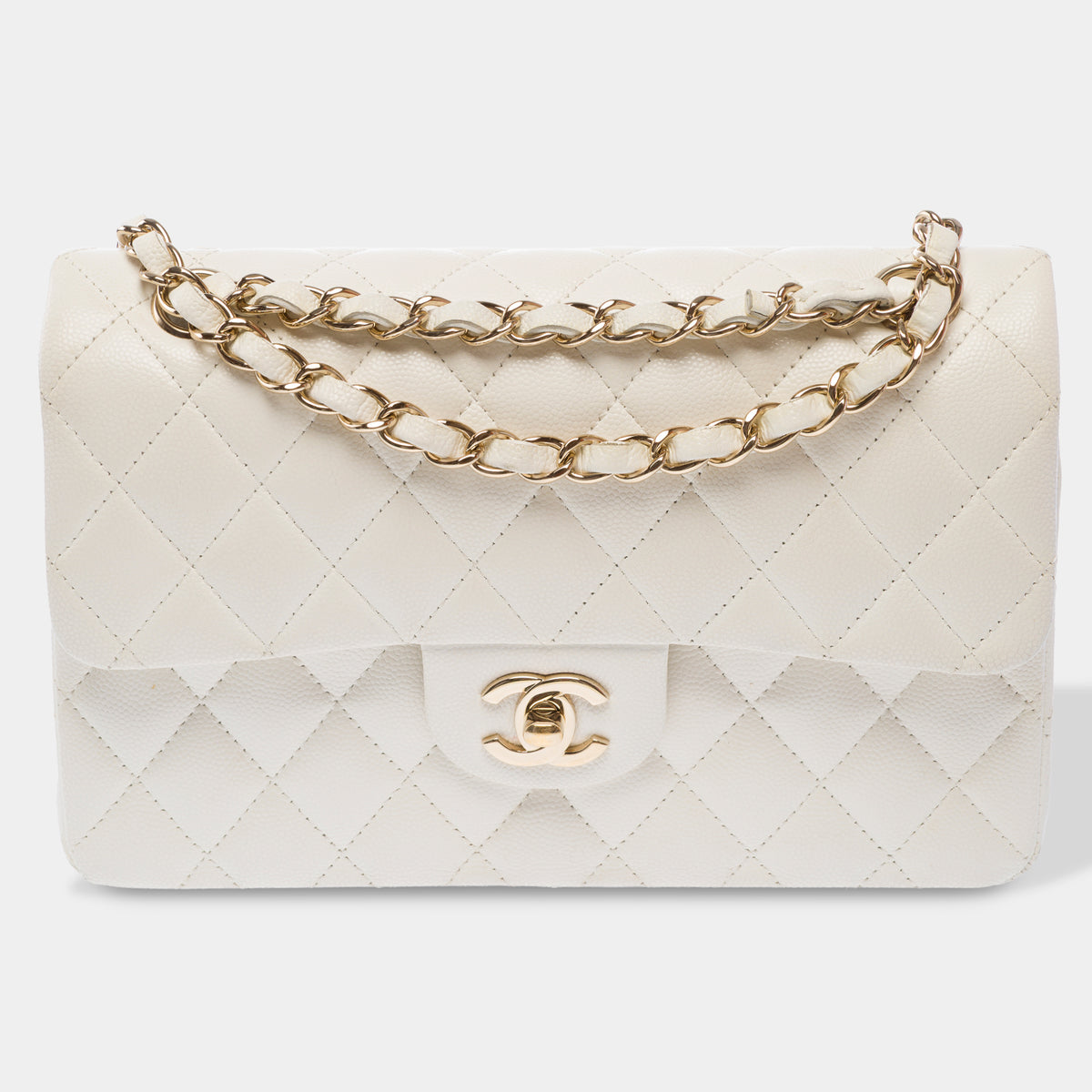 Sac CHANEL Timeless/Classique en Cuir Blanc - 103935