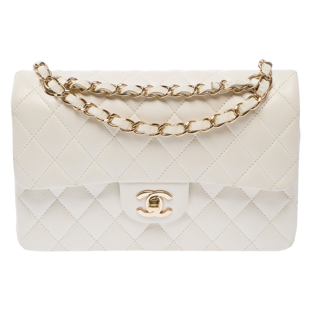Sac CHANEL Timeless/Classique en Cuir Blanc - 103935