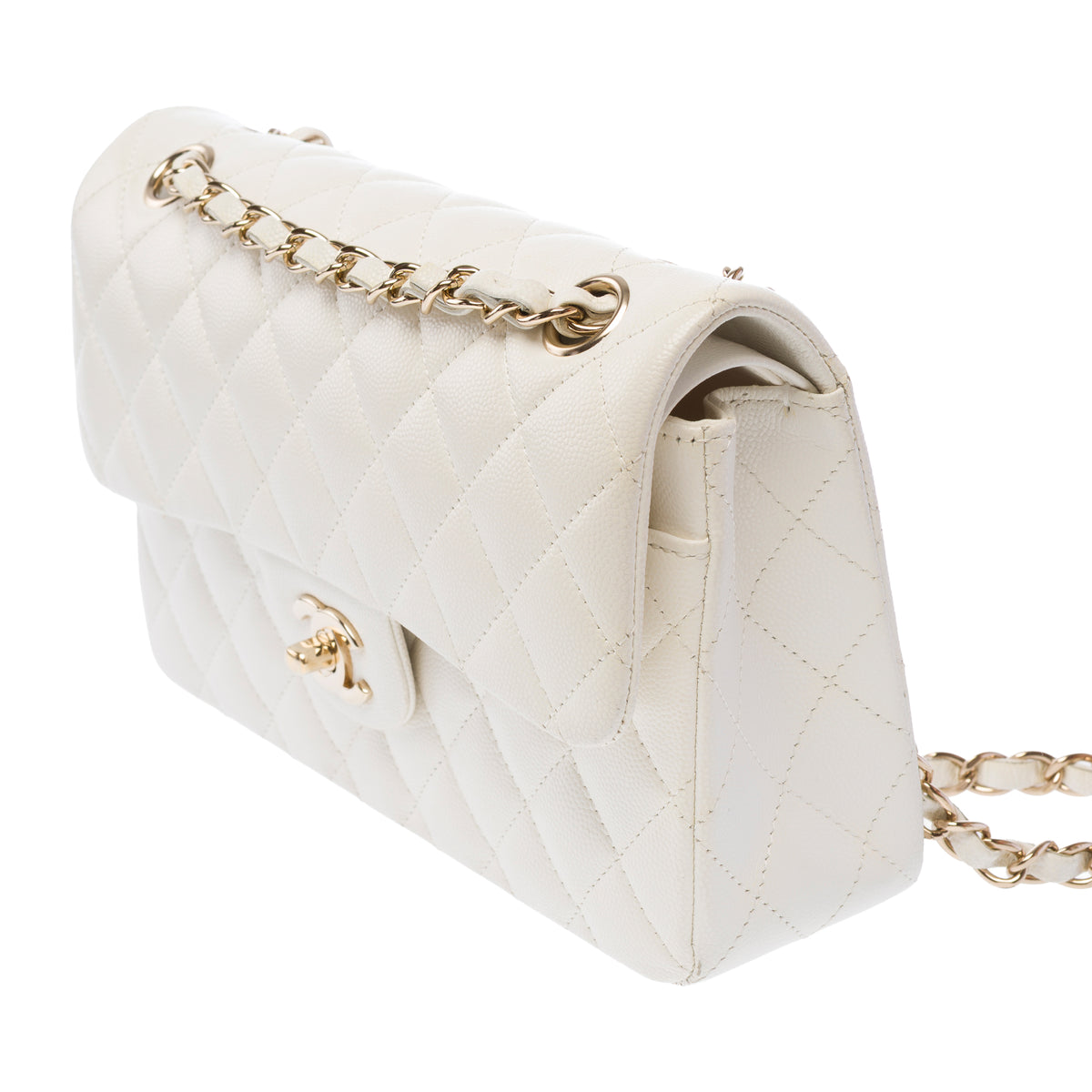 Sac CHANEL Timeless/Classique en Cuir Blanc - 103935