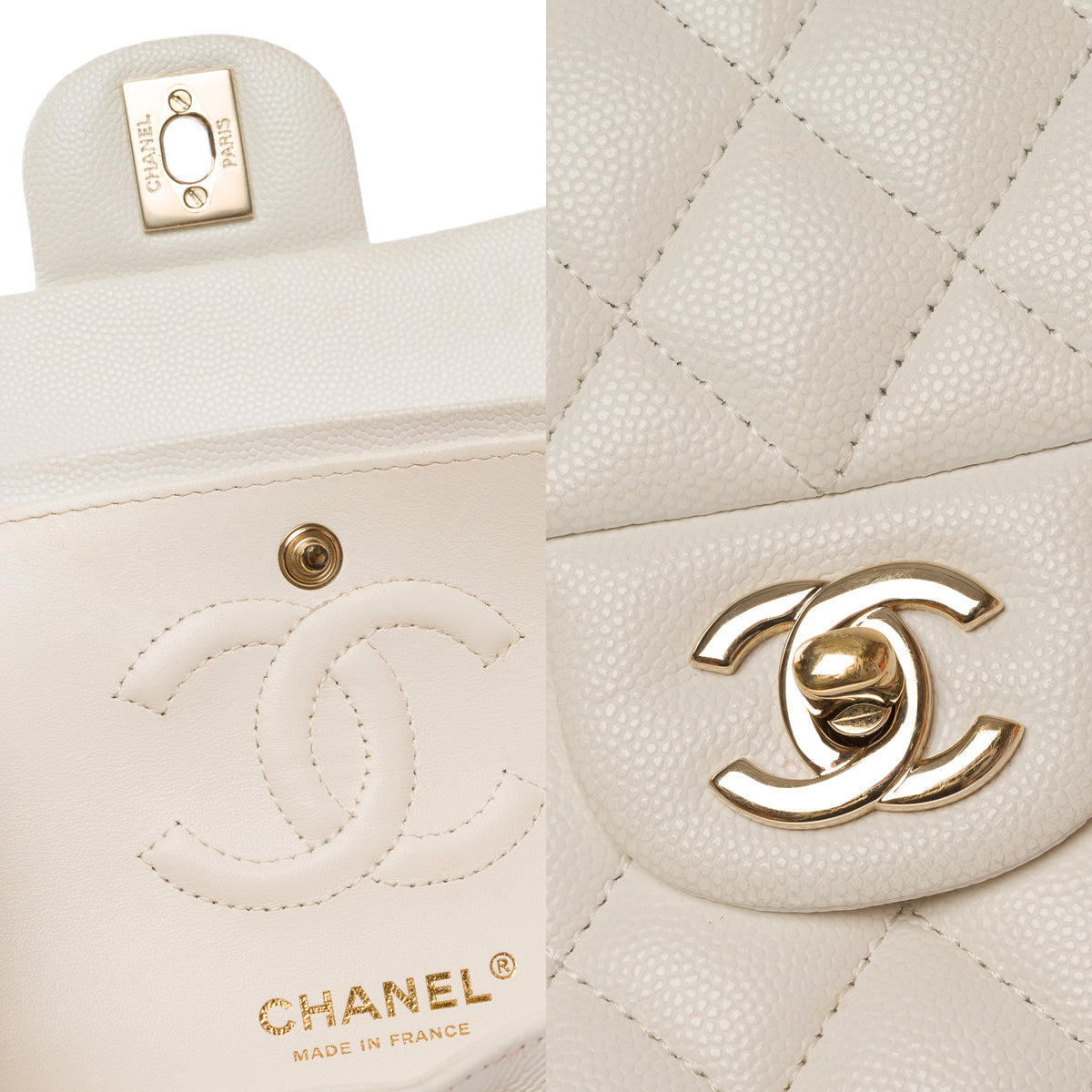 Sac CHANEL Timeless/Classique en Cuir Blanc - 103935