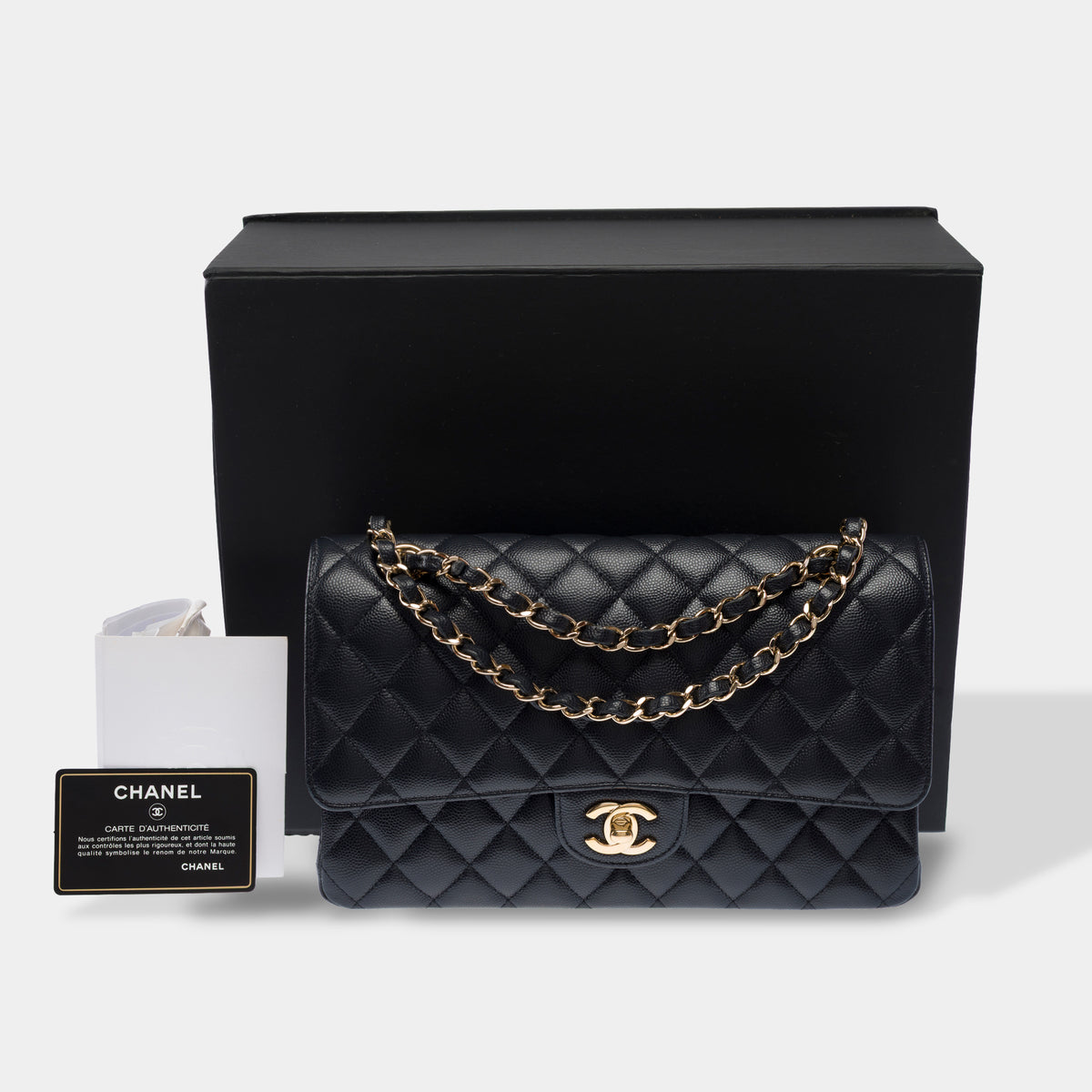 Sac CHANEL Timeless/Classique en Cuir Bleu Marine - 103954