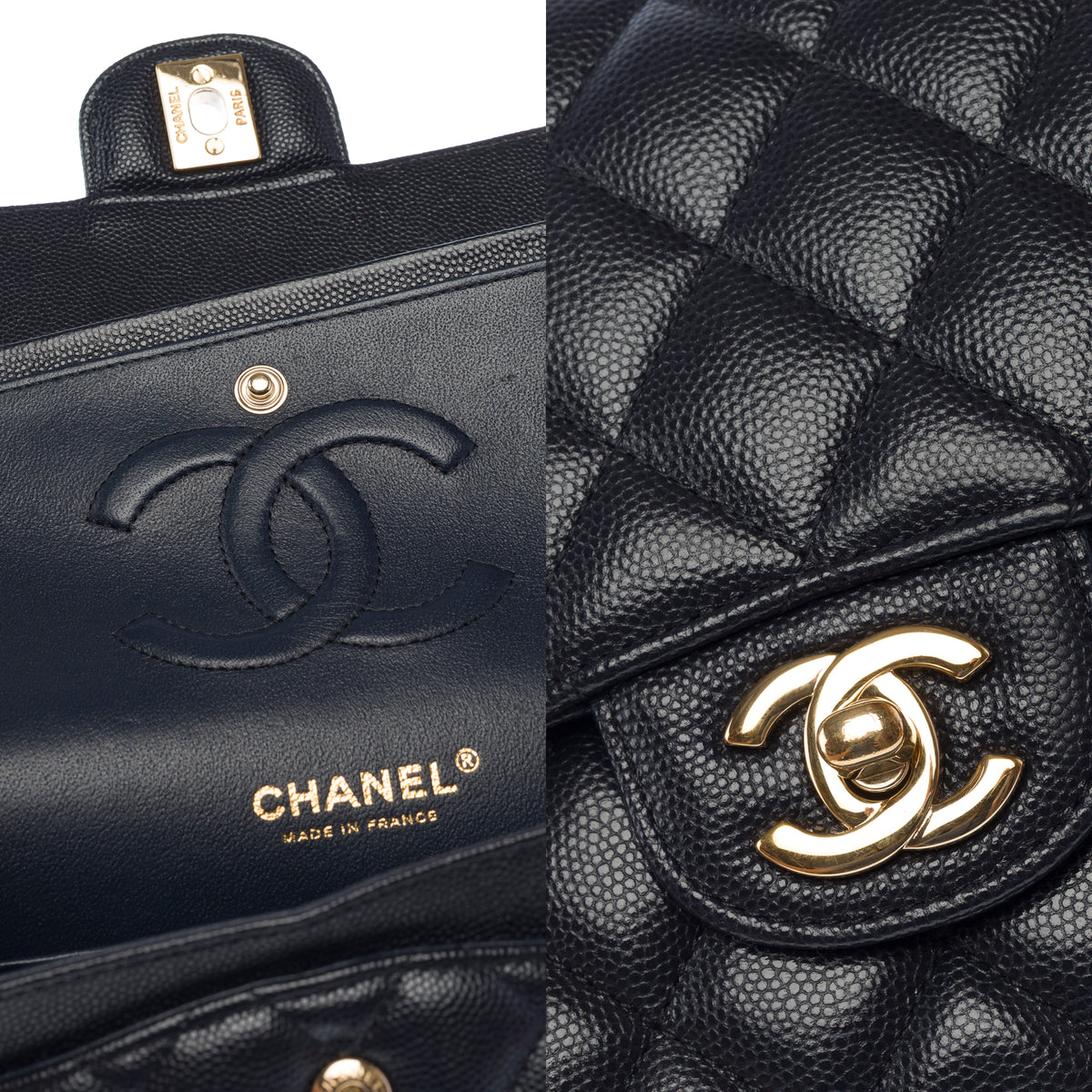 Sac CHANEL Timeless/Classique en Cuir Bleu Marine - 103954