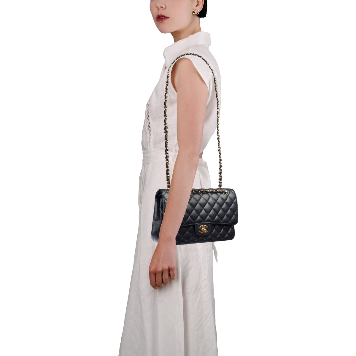 Sac CHANEL Timeless/Classique en Cuir Bleu Marine - 103954