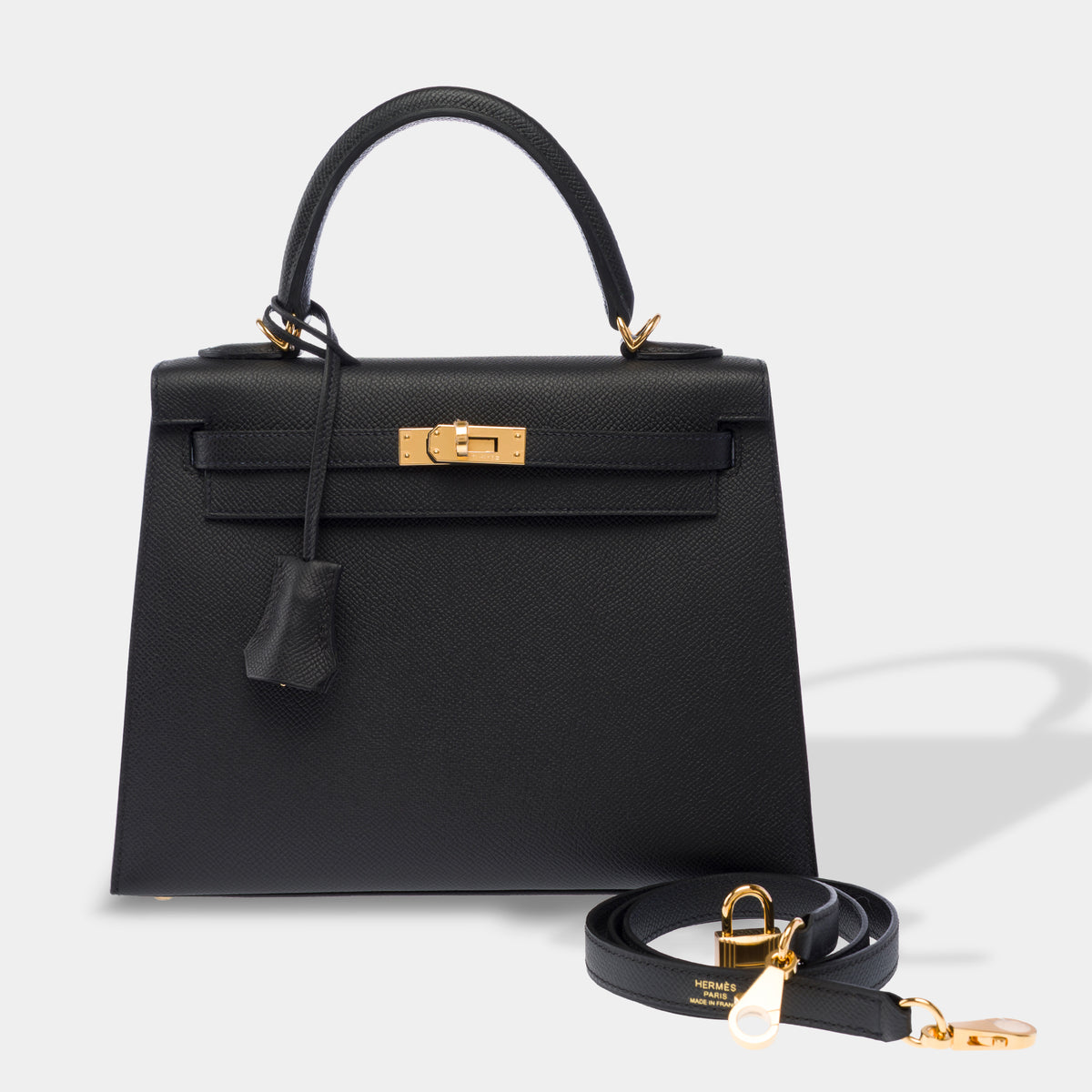 Sac HERMES Kelly 25 en Cuir Noir - 103969
