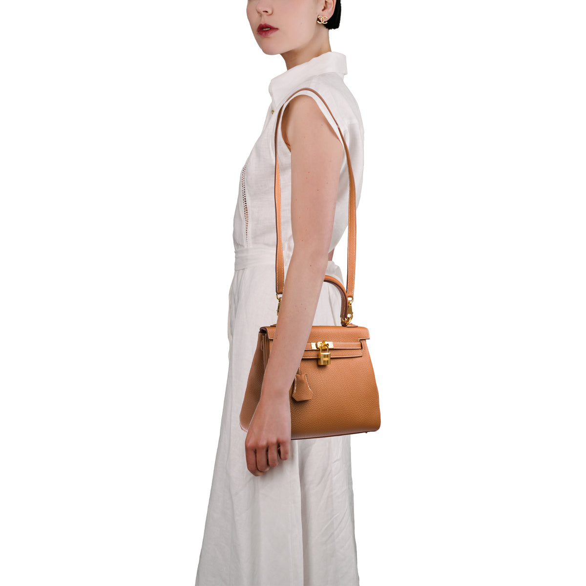 Sac HERMES Kelly 25 en Cuir Doré - 103942