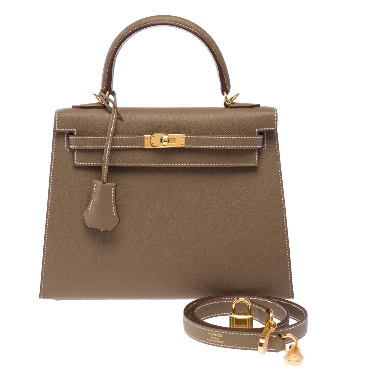 Sac HERMES Kelly 25 en Cuir Étoupe - 103951