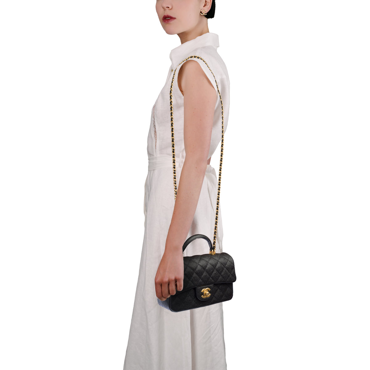Sac CHANEL Coco Handle en Cuir Noir - 103941