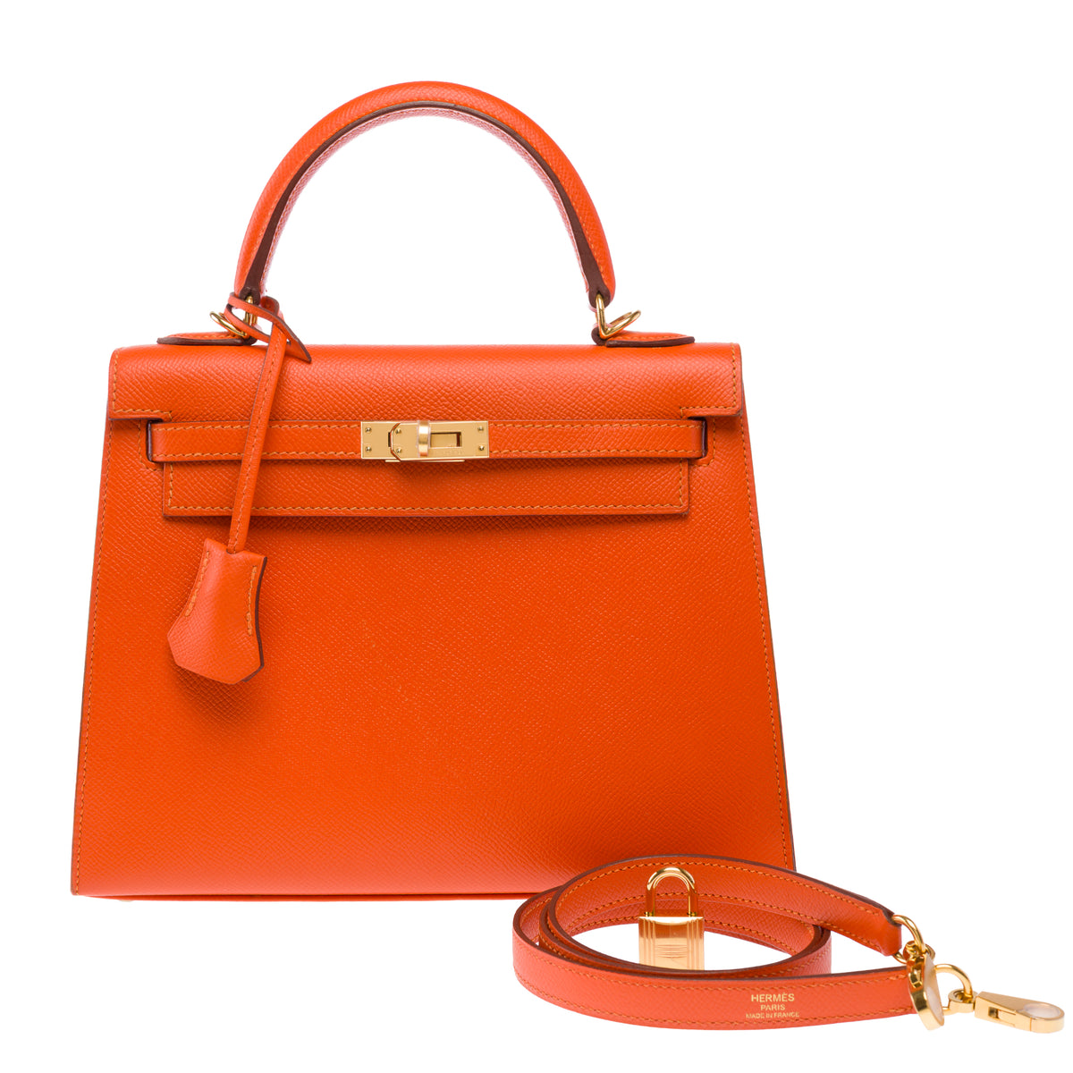 Sac HERMES Kelly 25 en Cuir Orange - 103948