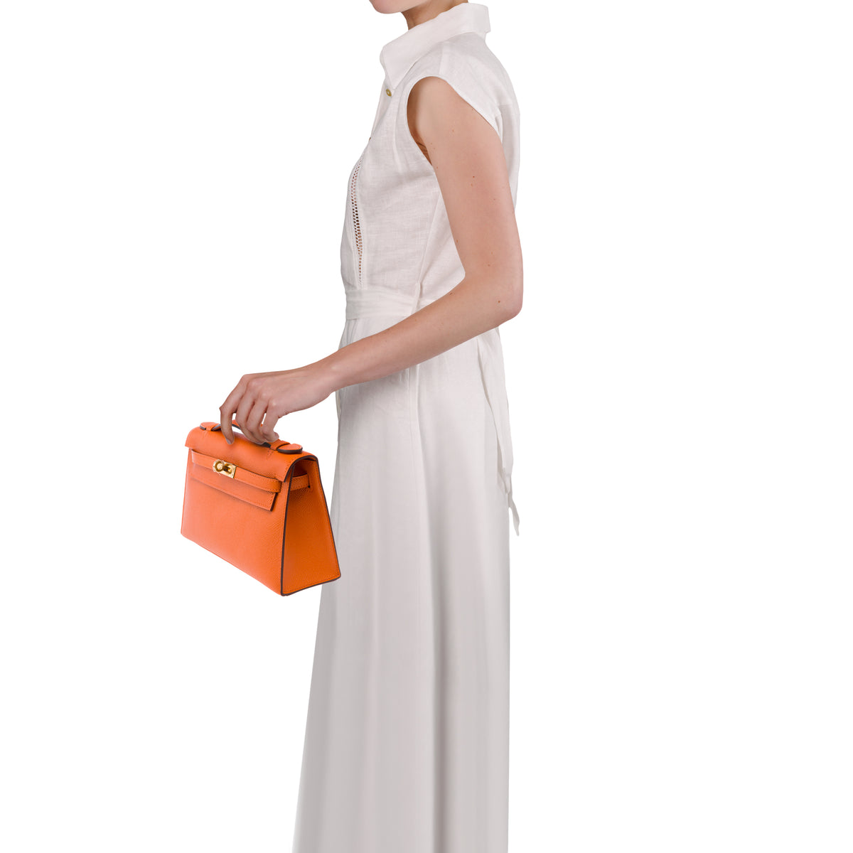 Sac HERMES Kelly Mini en Cuir Orange - 103959