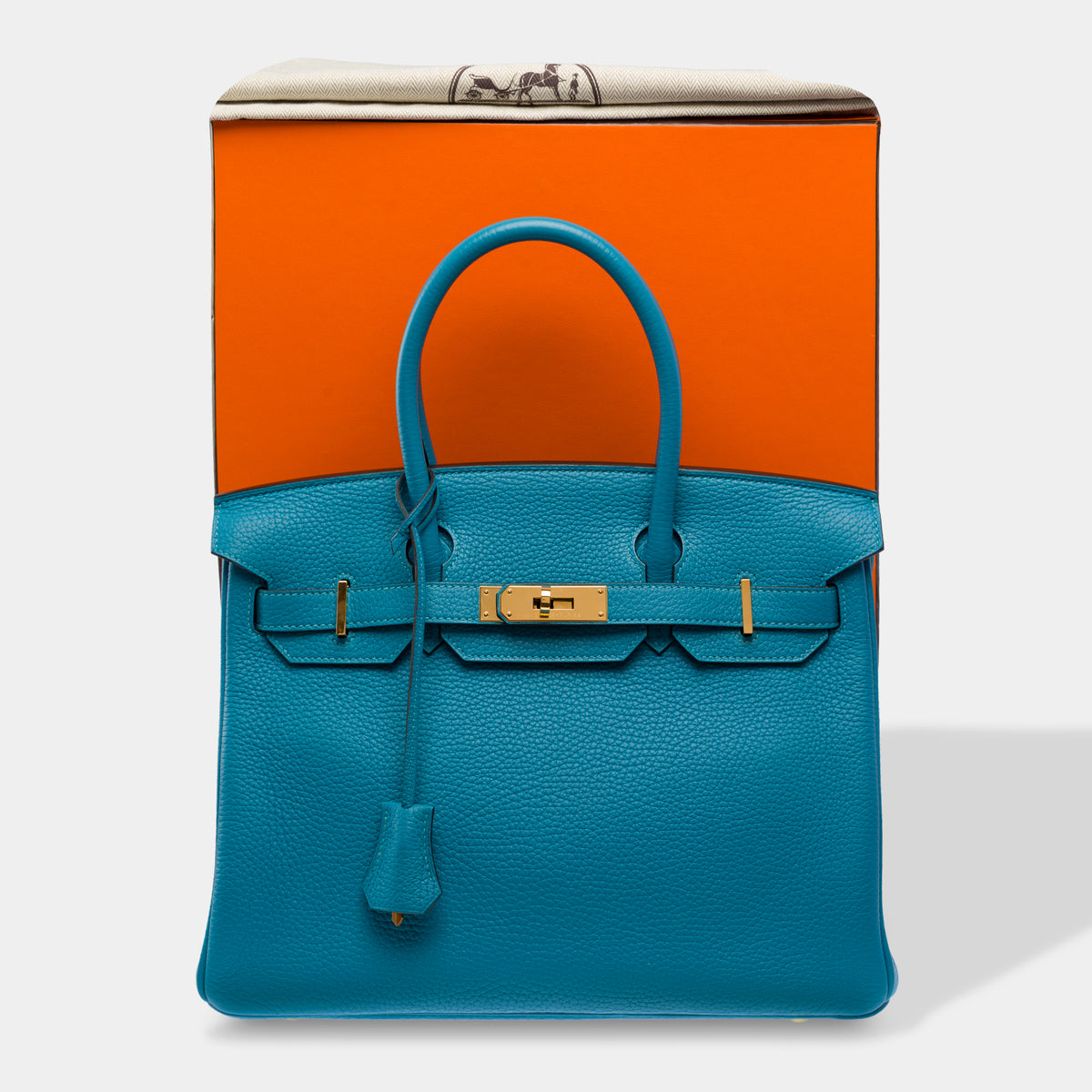 Sac HERMES Birkin 30 en Cuir Bleu - 103950