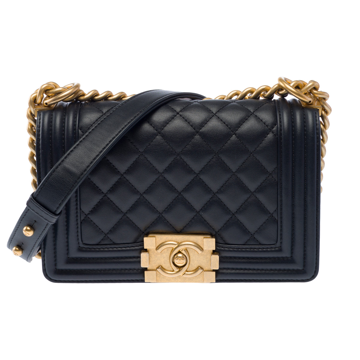 Sac CHANEL Boy en Cuir Bleu Marine - 103963