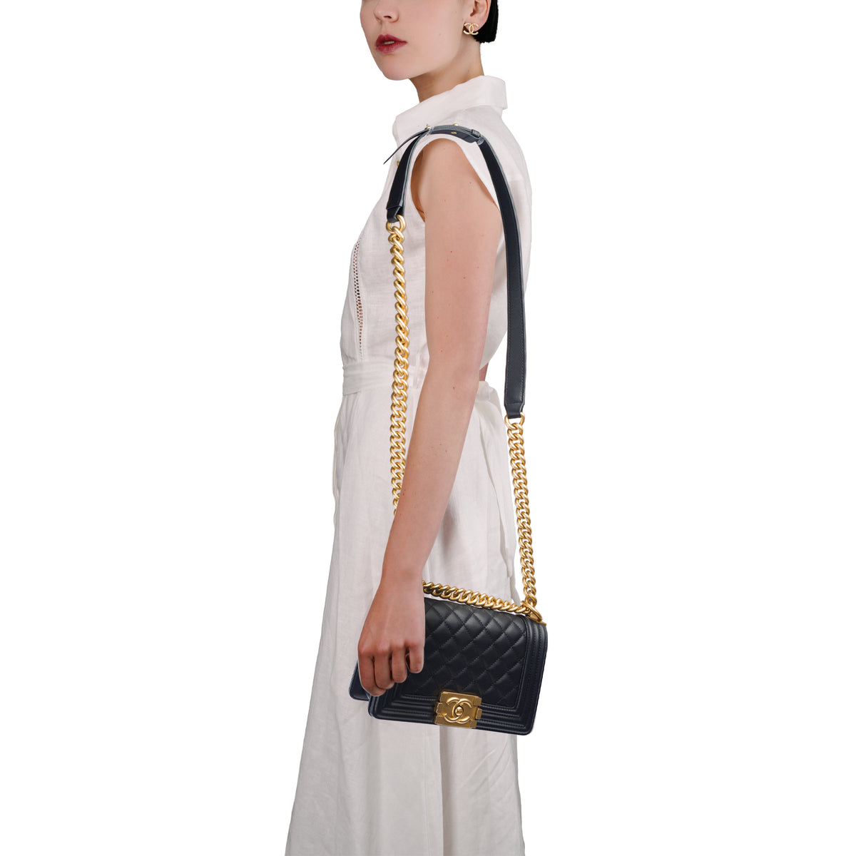Sac CHANEL Boy en Cuir Bleu Marine - 103963