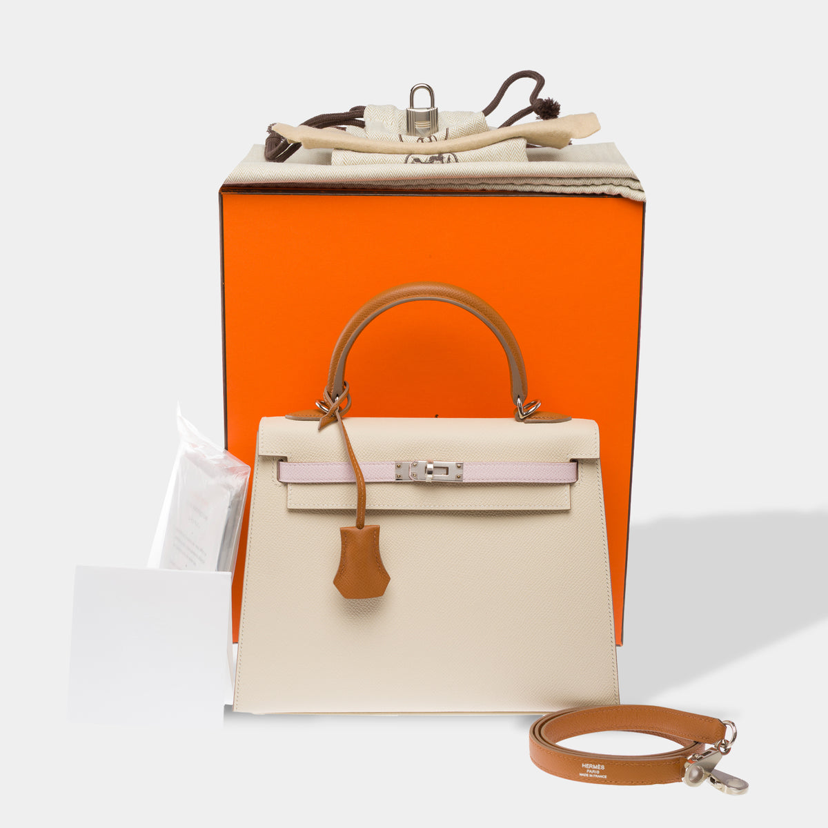 Sac HERMES Kelly 25 en Cuir Blanc - 103980