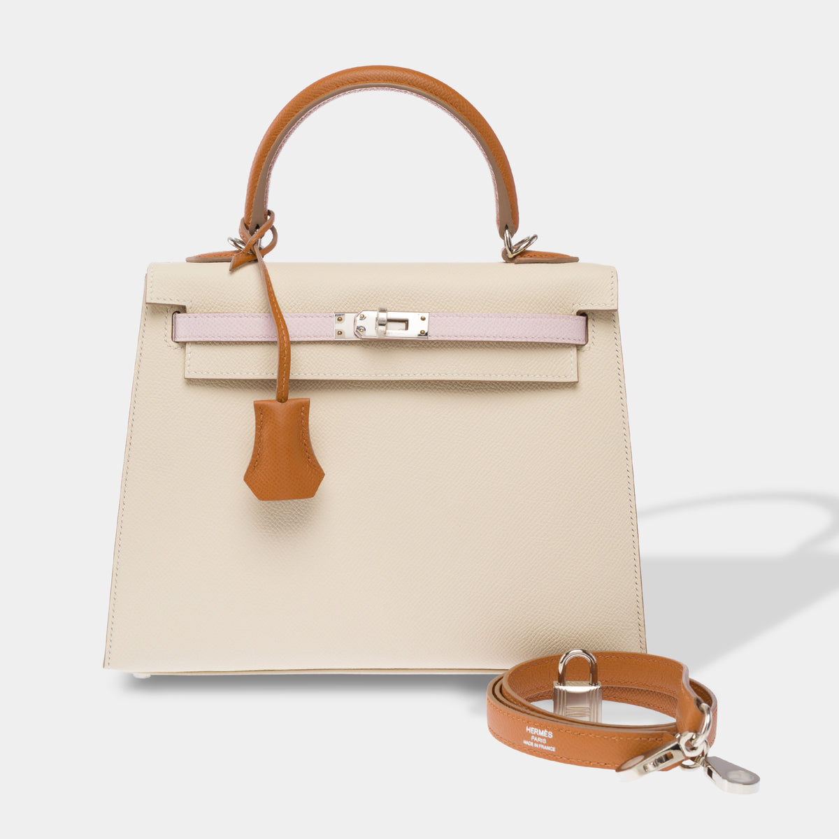 Sac HERMES Kelly 25 en Cuir Blanc - 103980