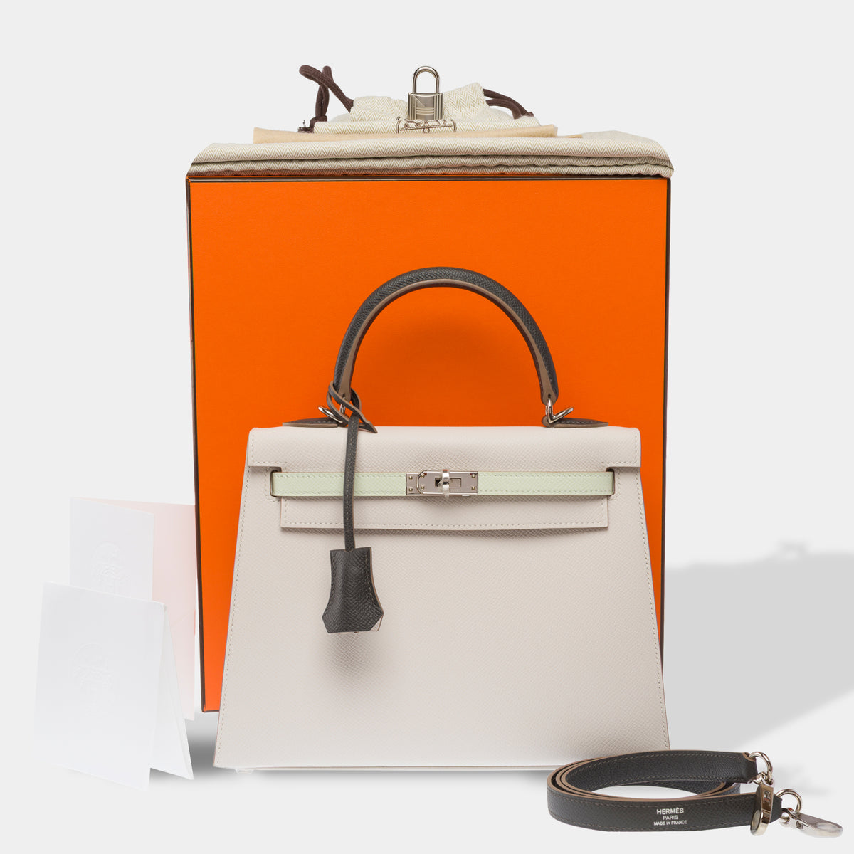 Sac HERMES Kelly 25 en Cuir Gris - 103981