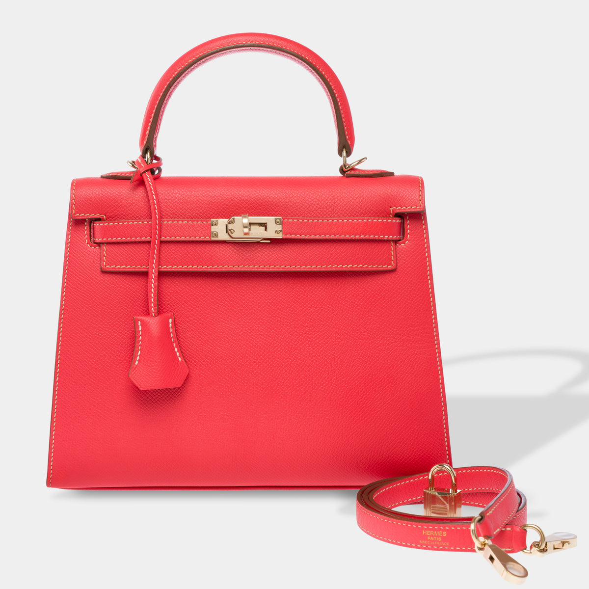 Sac HERMES Kelly 25 en Cuir Rose - 103988