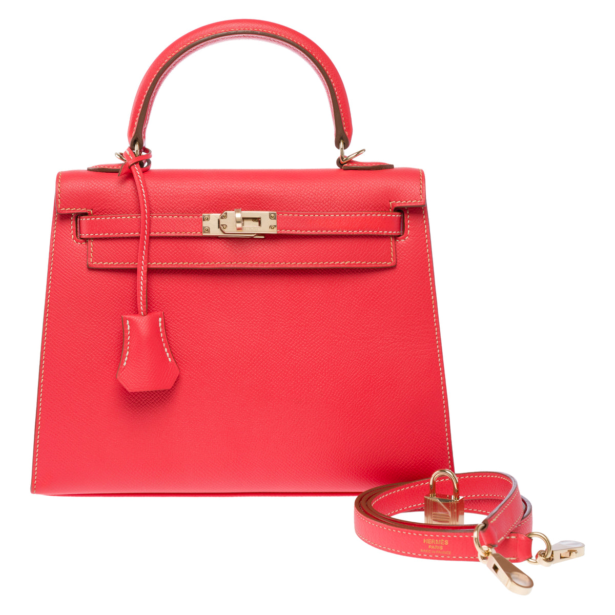 Sac HERMES Kelly 25 en Cuir Rose - 103988