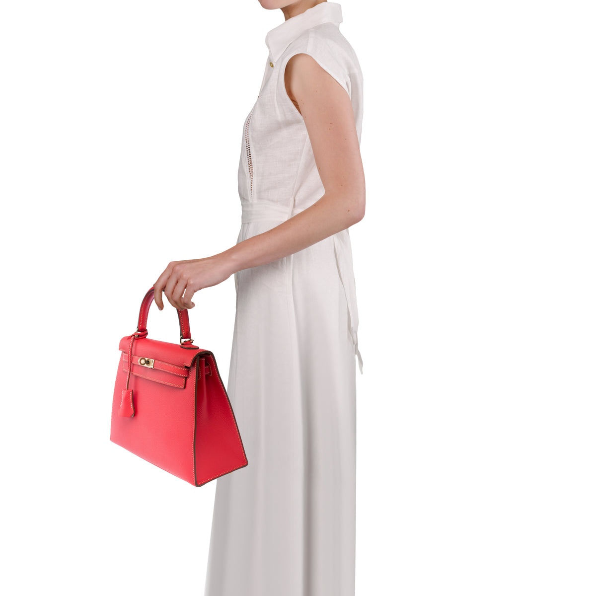Sac HERMES Kelly 25 en Cuir Rose - 103988