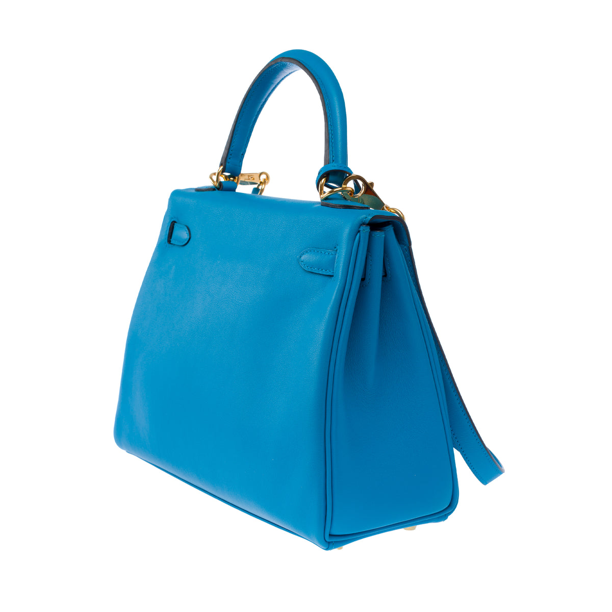 Sac HERMES Kelly 25 en Cuir Bleu - 103990
