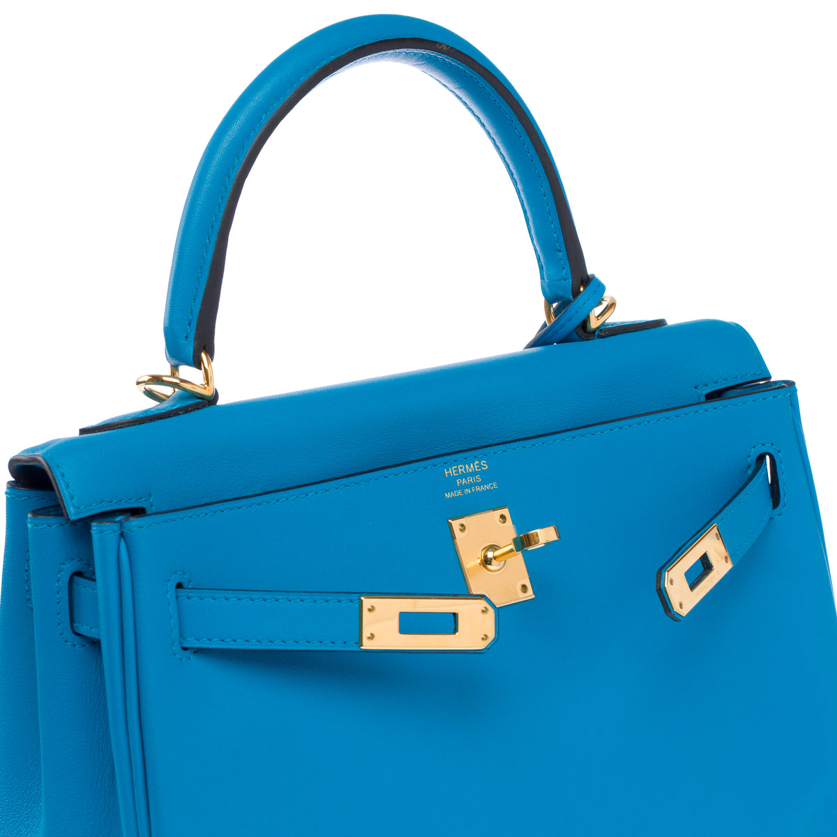 Sac HERMES Kelly 25 en Cuir Bleu - 103990