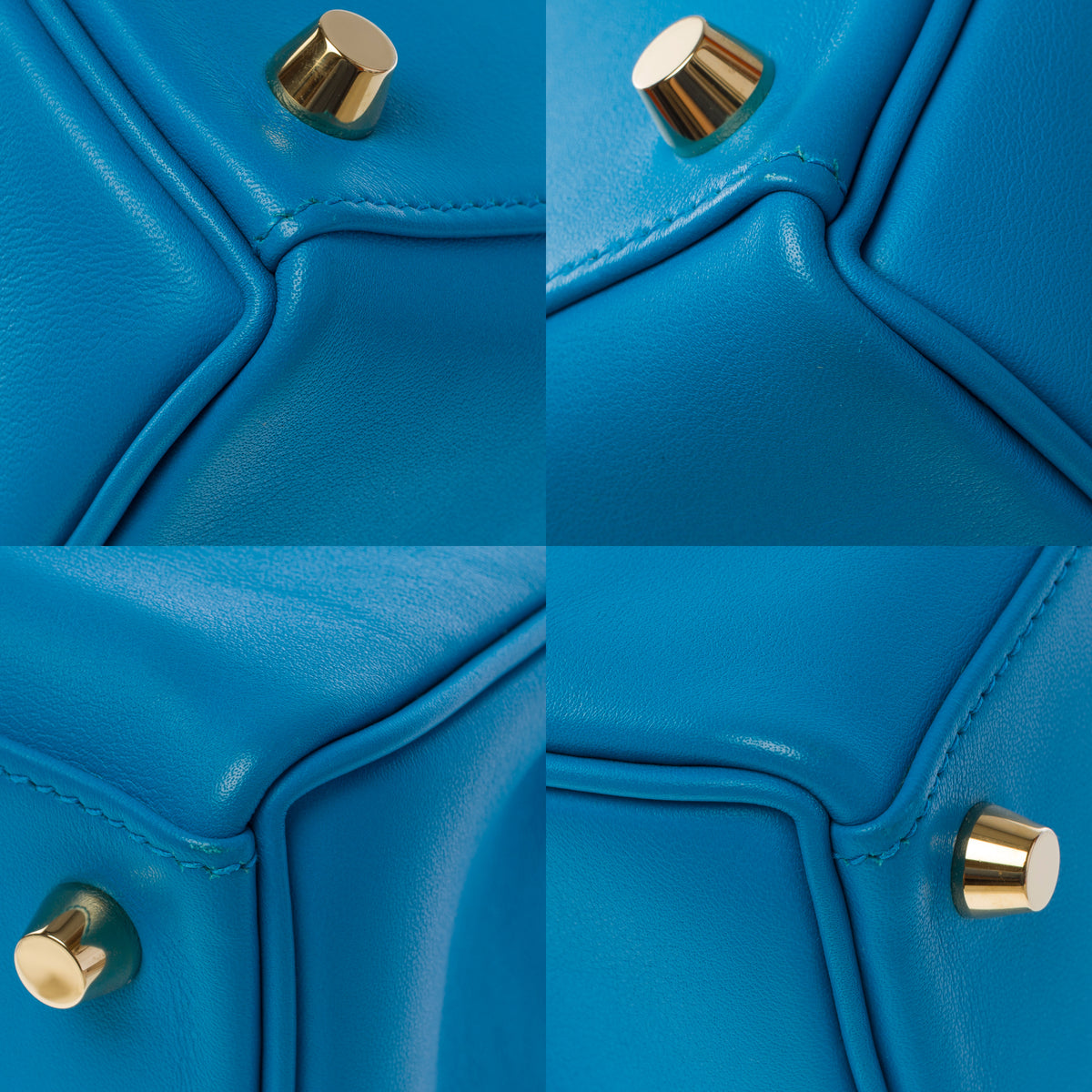 Sac HERMES Kelly 25 en Cuir Bleu - 103990