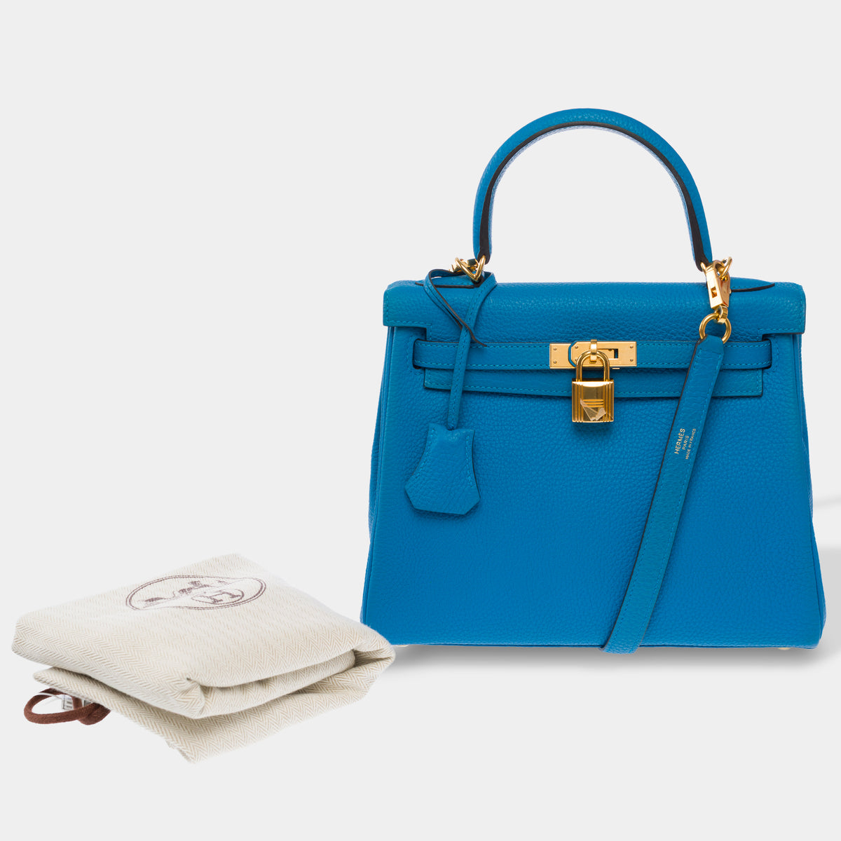 Sac HERMES Kelly 25 en Cuir Bleu - 103992