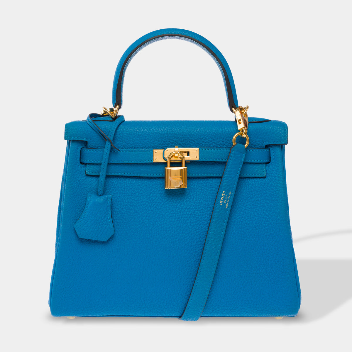 Sac HERMES Kelly 25 en Cuir Bleu - 103992