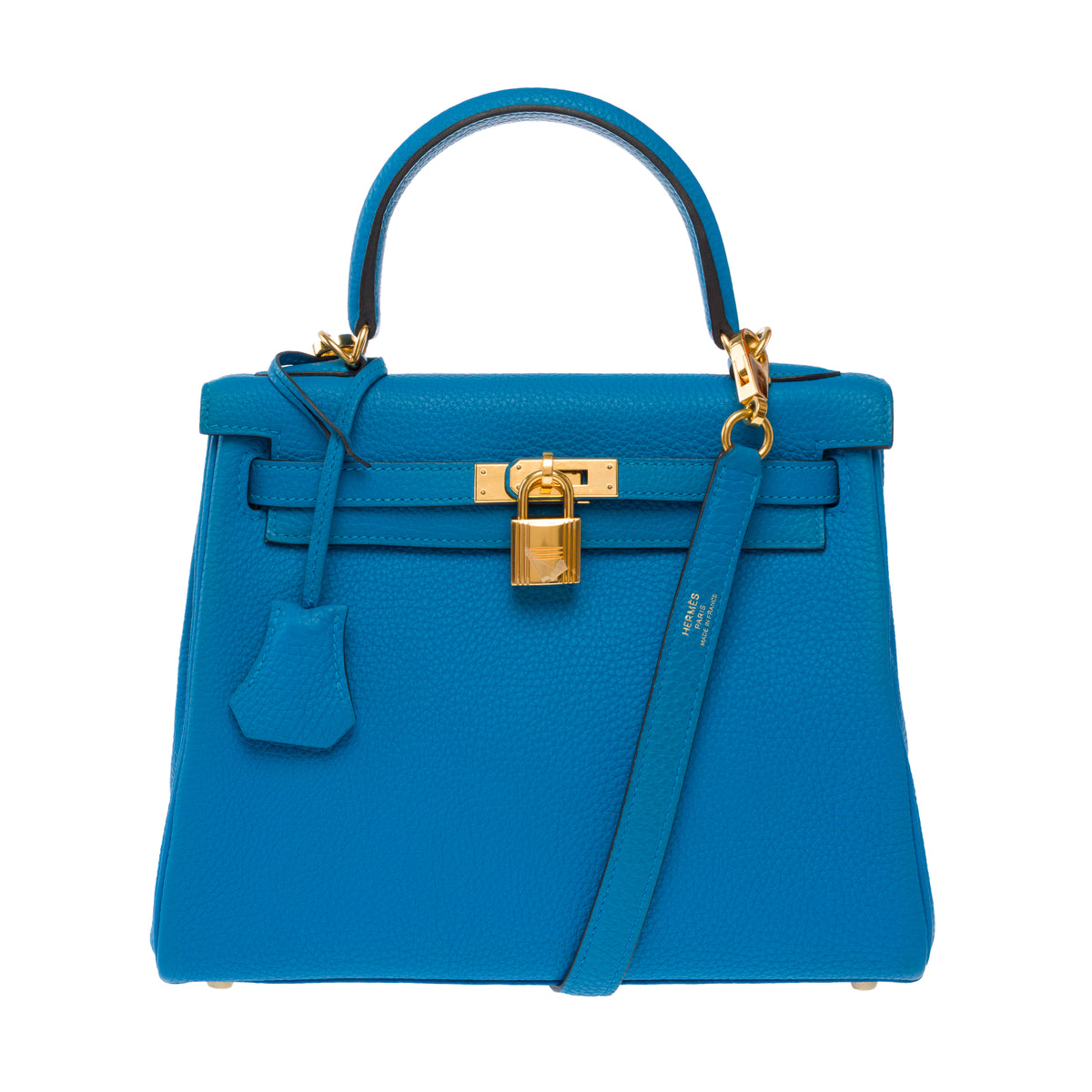 Sac HERMES Kelly 25 en Cuir Bleu - 103992