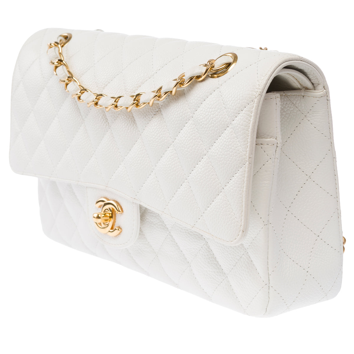 Sac CHANEL Timeless/Classique en Cuir Blanc - 103979