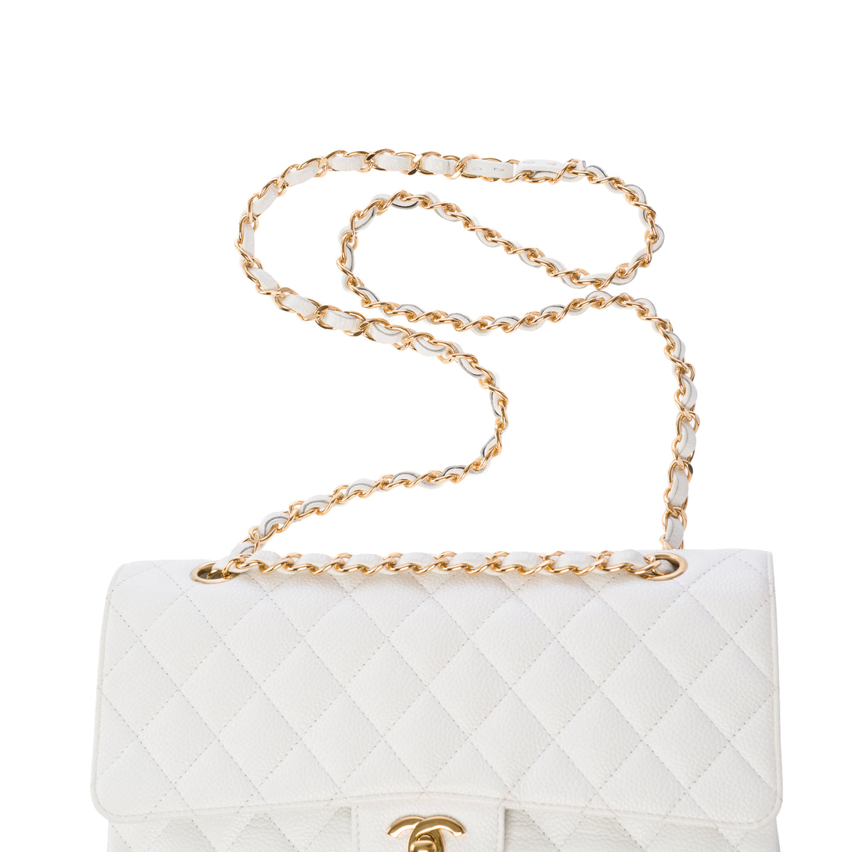 Sac CHANEL Timeless/Classique en Cuir Blanc - 103979