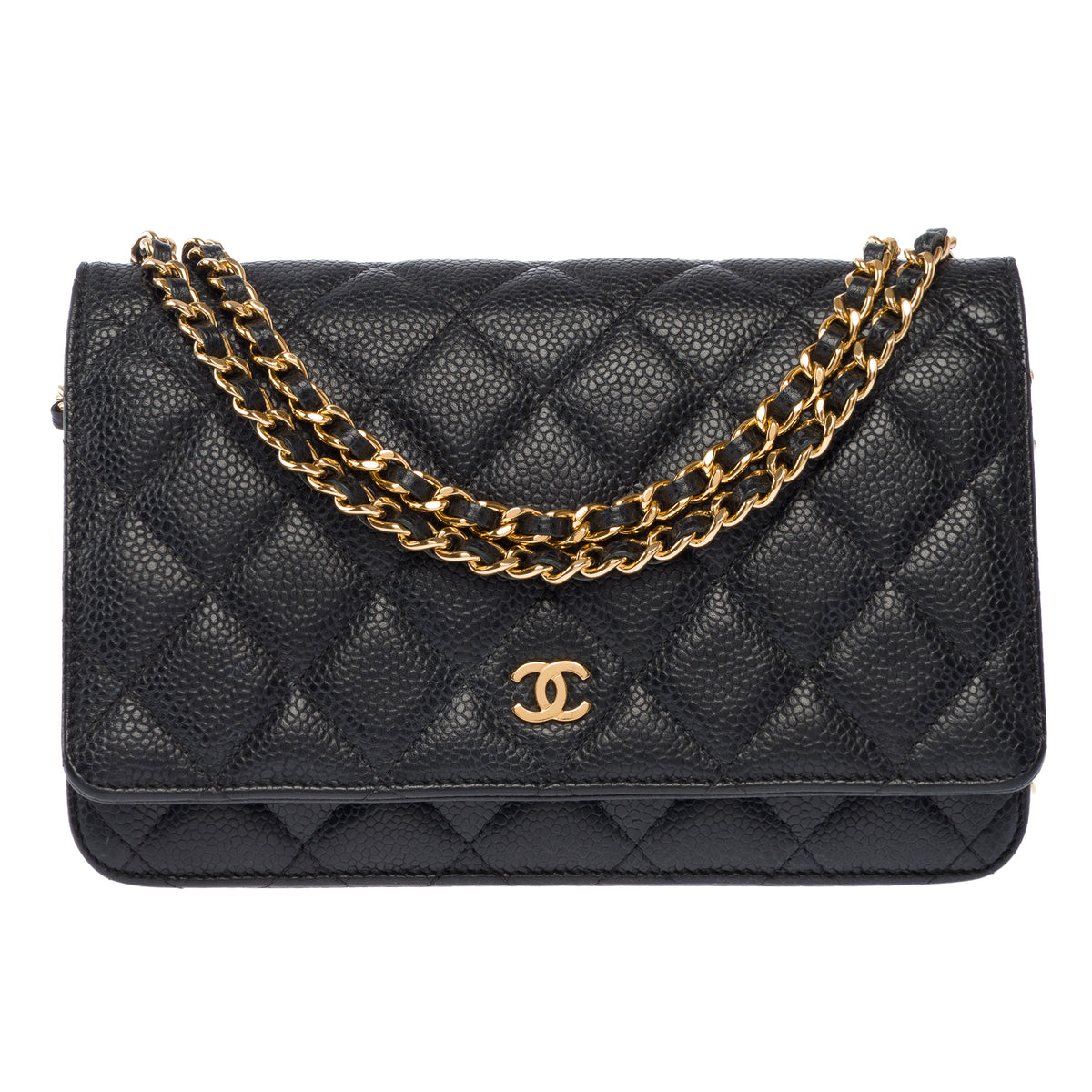 Sac CHANEL Wallet on Chain en Cuir Noir - 103982