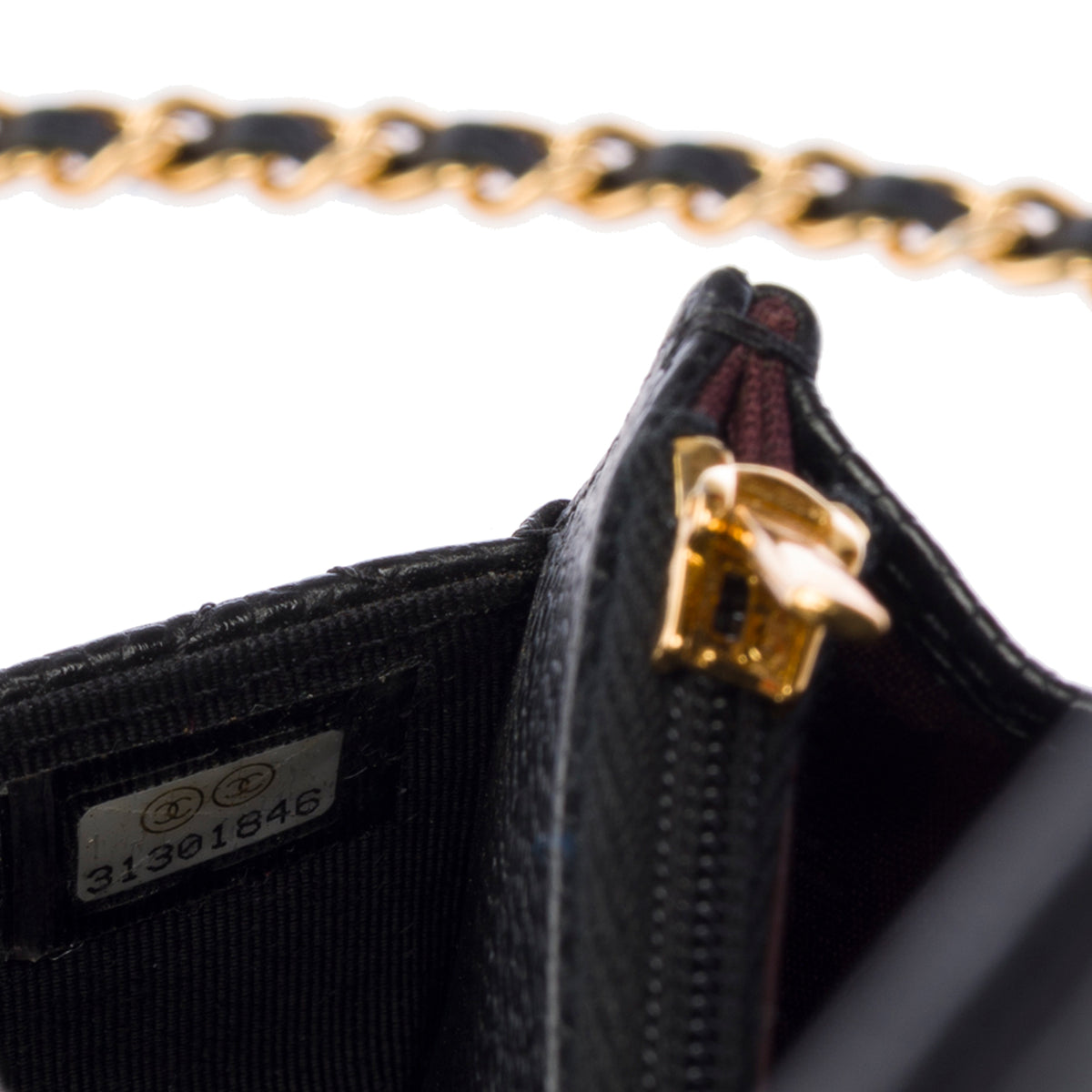 Sac CHANEL Wallet on Chain en Cuir Noir - 103982