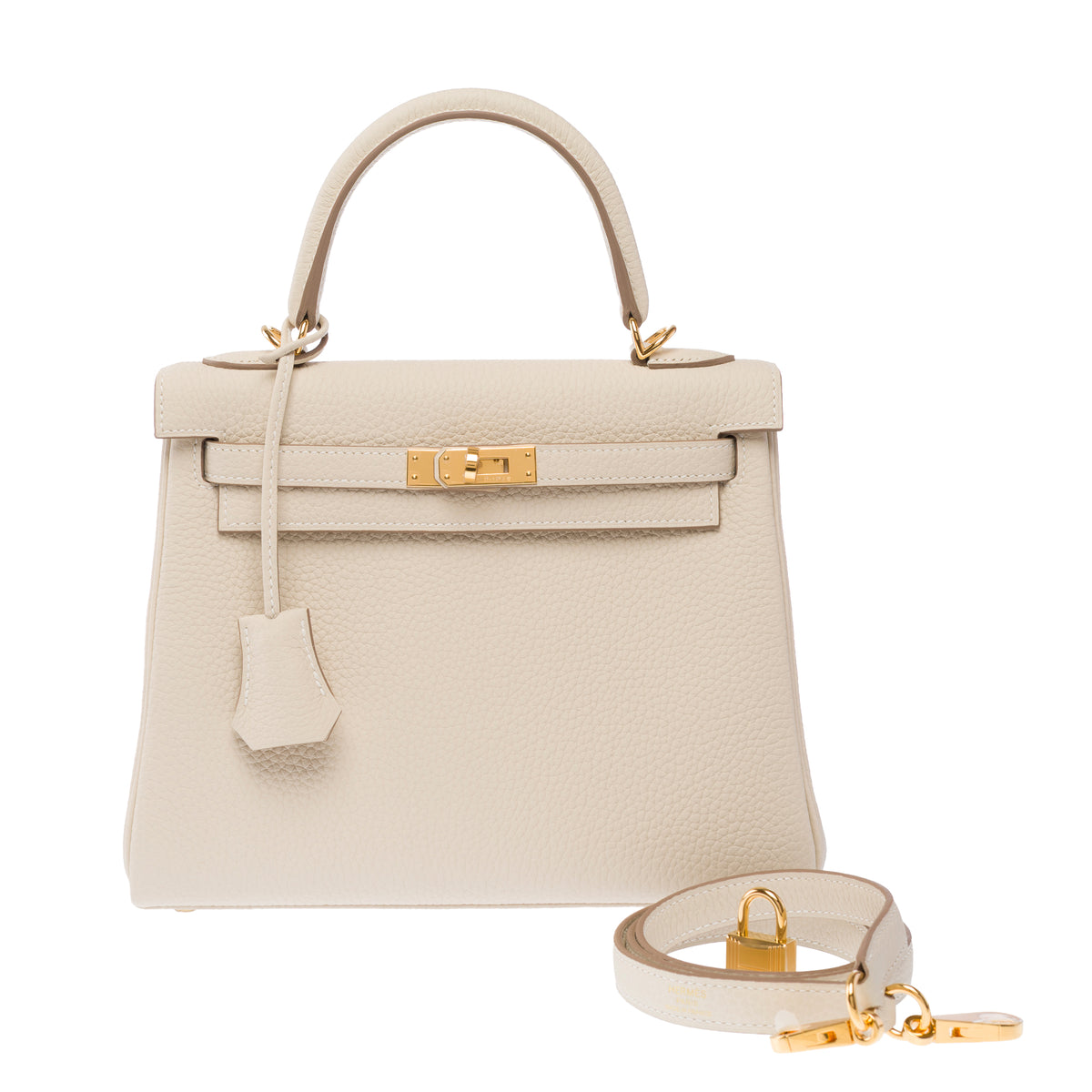 Sac HERMES Kelly 25 en Cuir Blanc - 103993
