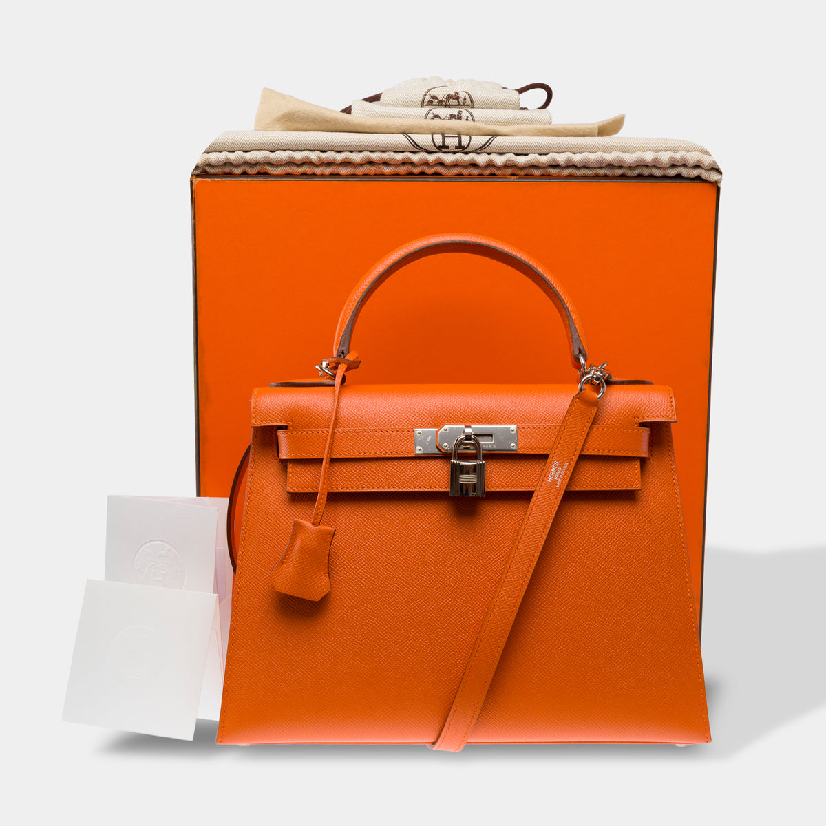 Sac HERMES Kelly 28 en Cuir Orange - 103994