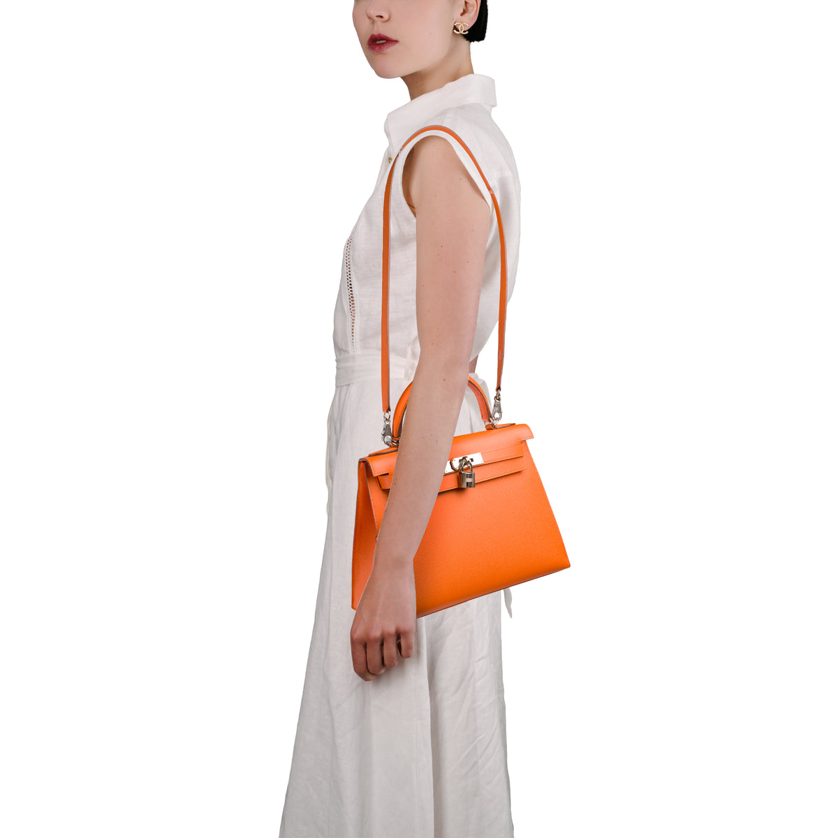 Sac HERMES Kelly 28 en Cuir Orange - 103994