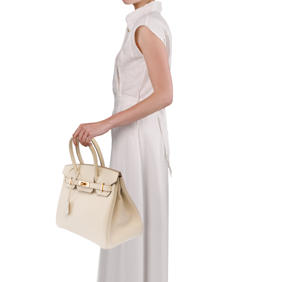 Sac HERMES Birkin 30 en Cuir Blanc - 103995