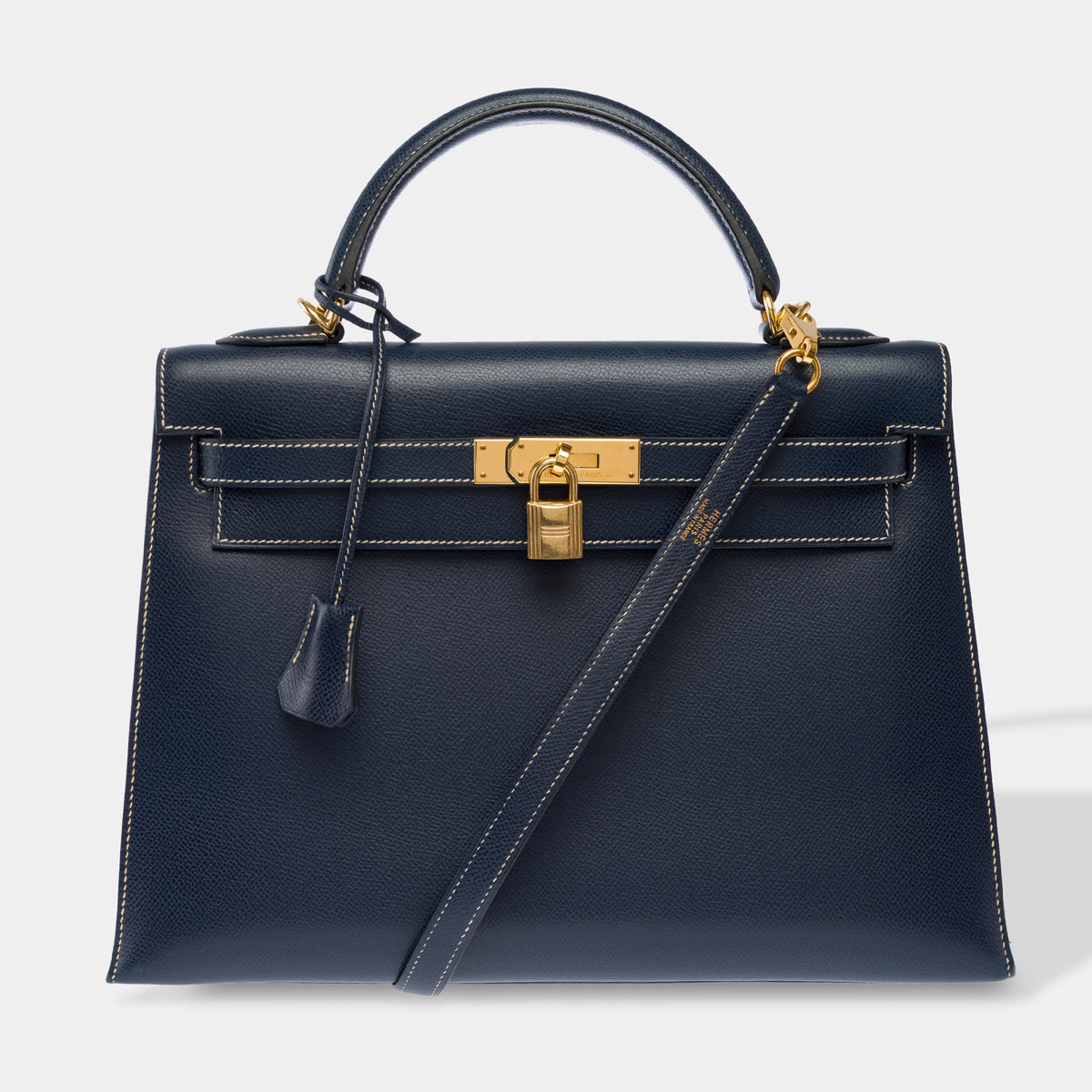Sac HERMES Kelly 32 en Cuir Bleu Marine - 103998
