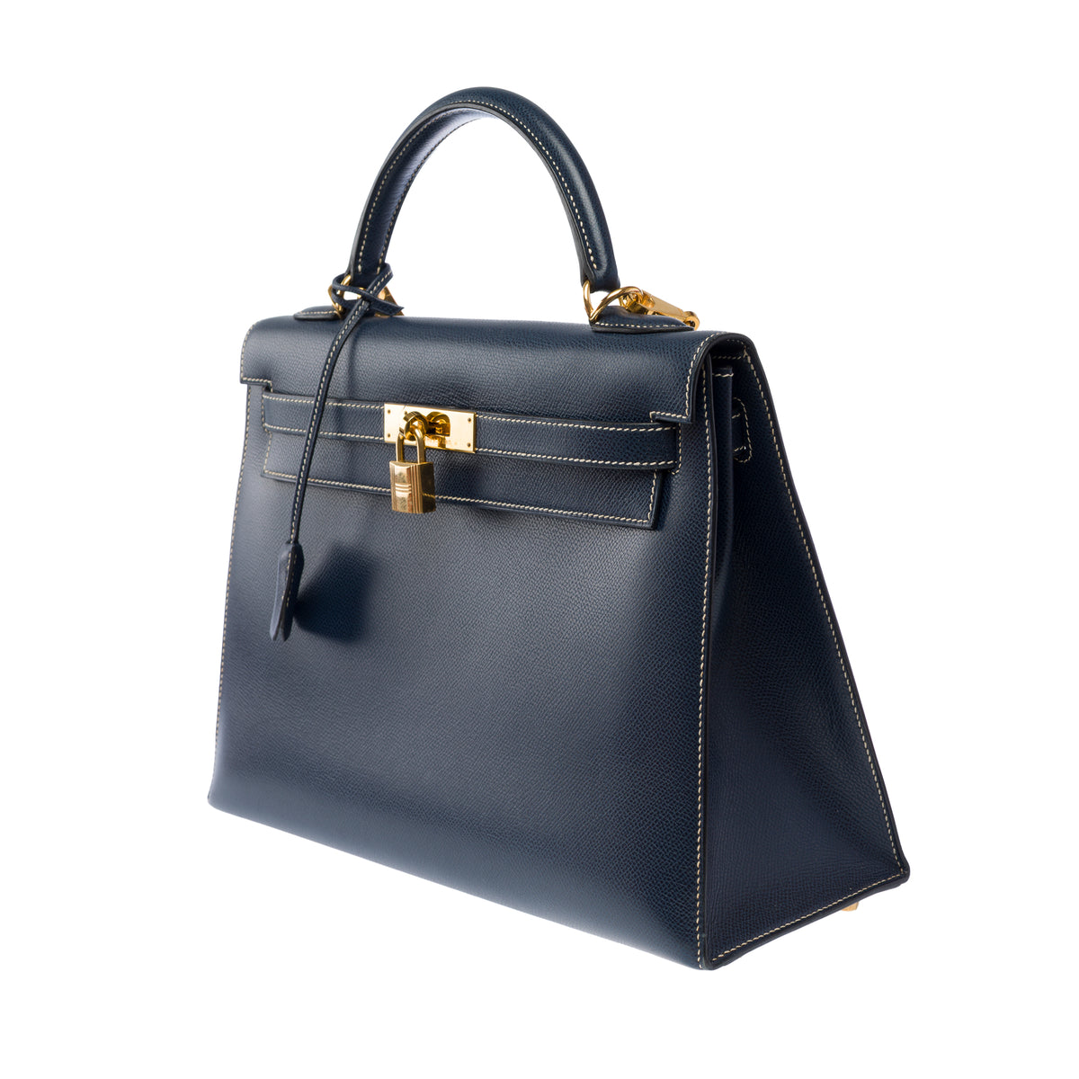 Sac HERMES Kelly 32 en Cuir Bleu Marine - 103998