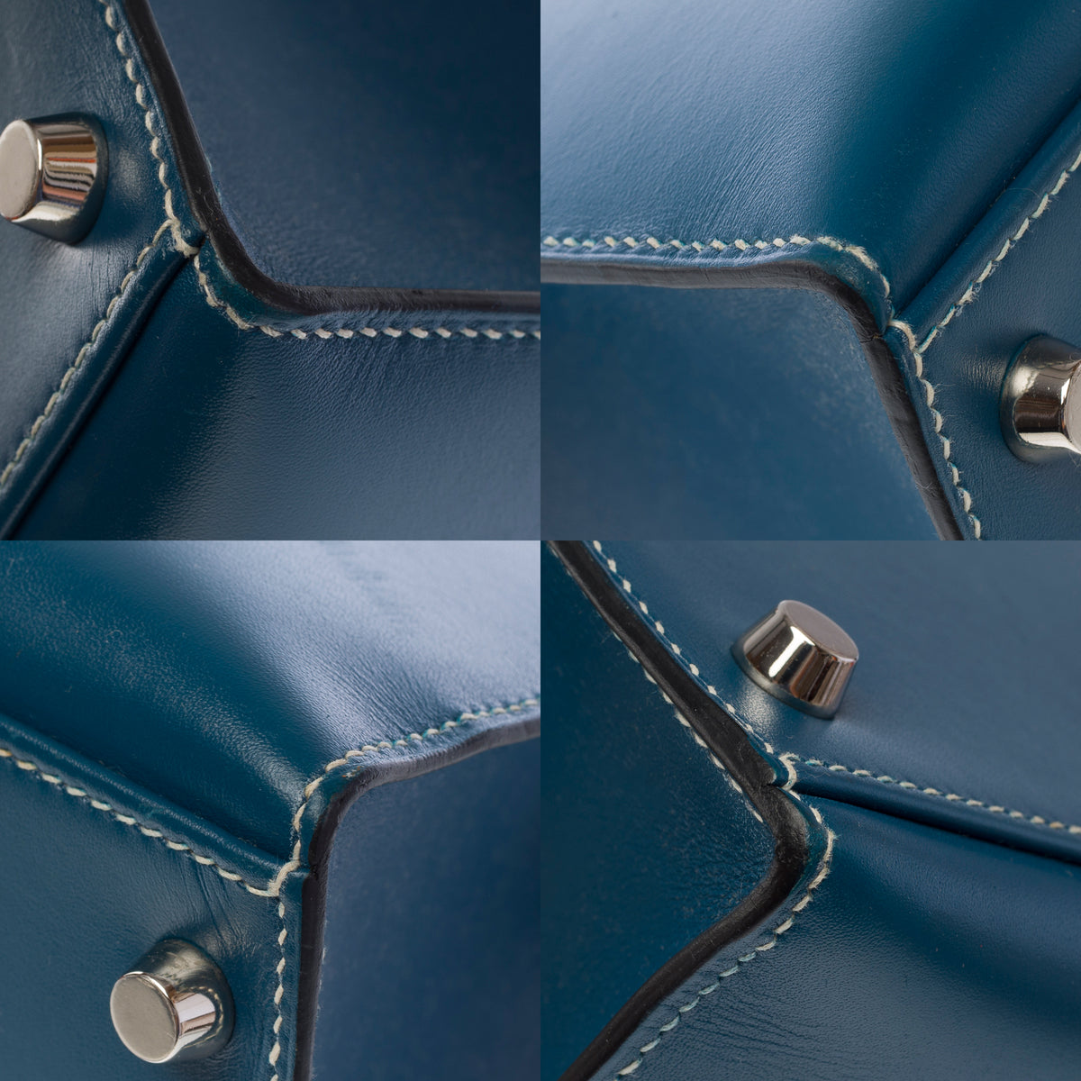 Sac HERMES Kelly 28 en Cuir Bleu - 103999
