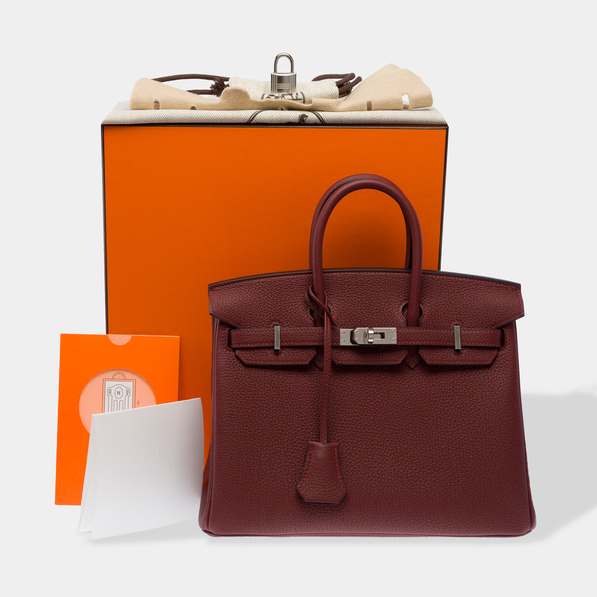 Sac HERMES Birkin 25 en Cuir Rouge - 104007