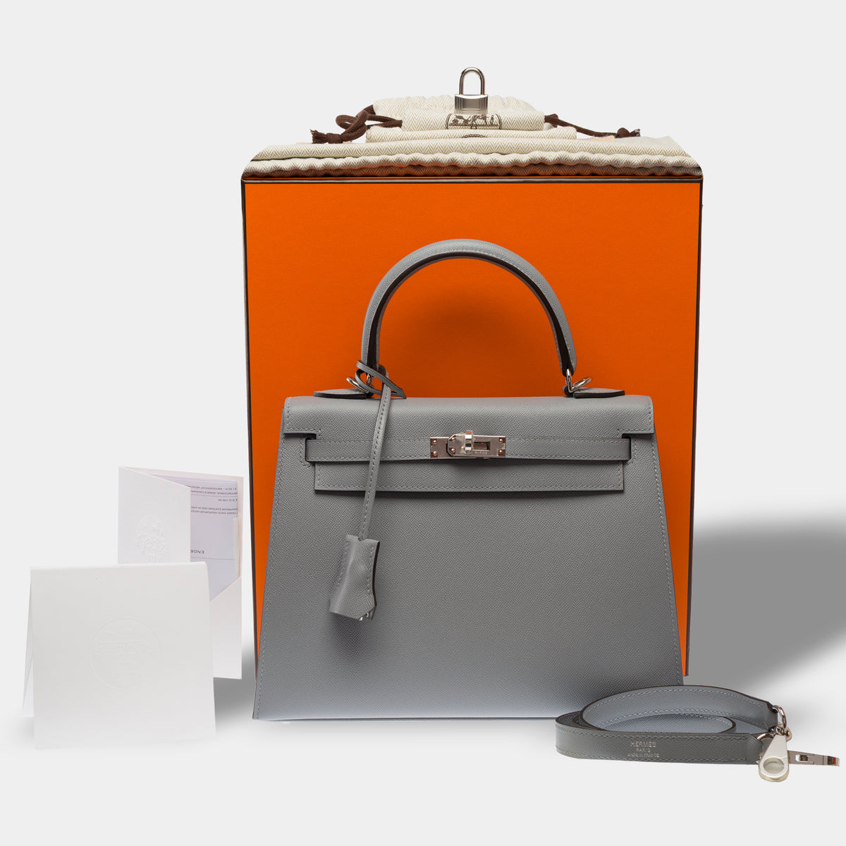Sac HERMES Kelly 25 en Cuir Gris - 104004