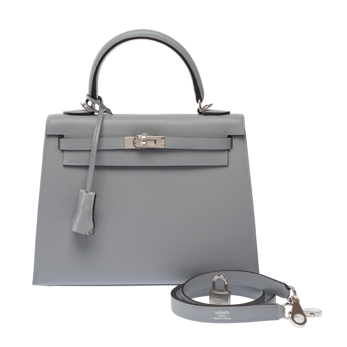 Sac HERMES Kelly 25 en Cuir Gris - 104004