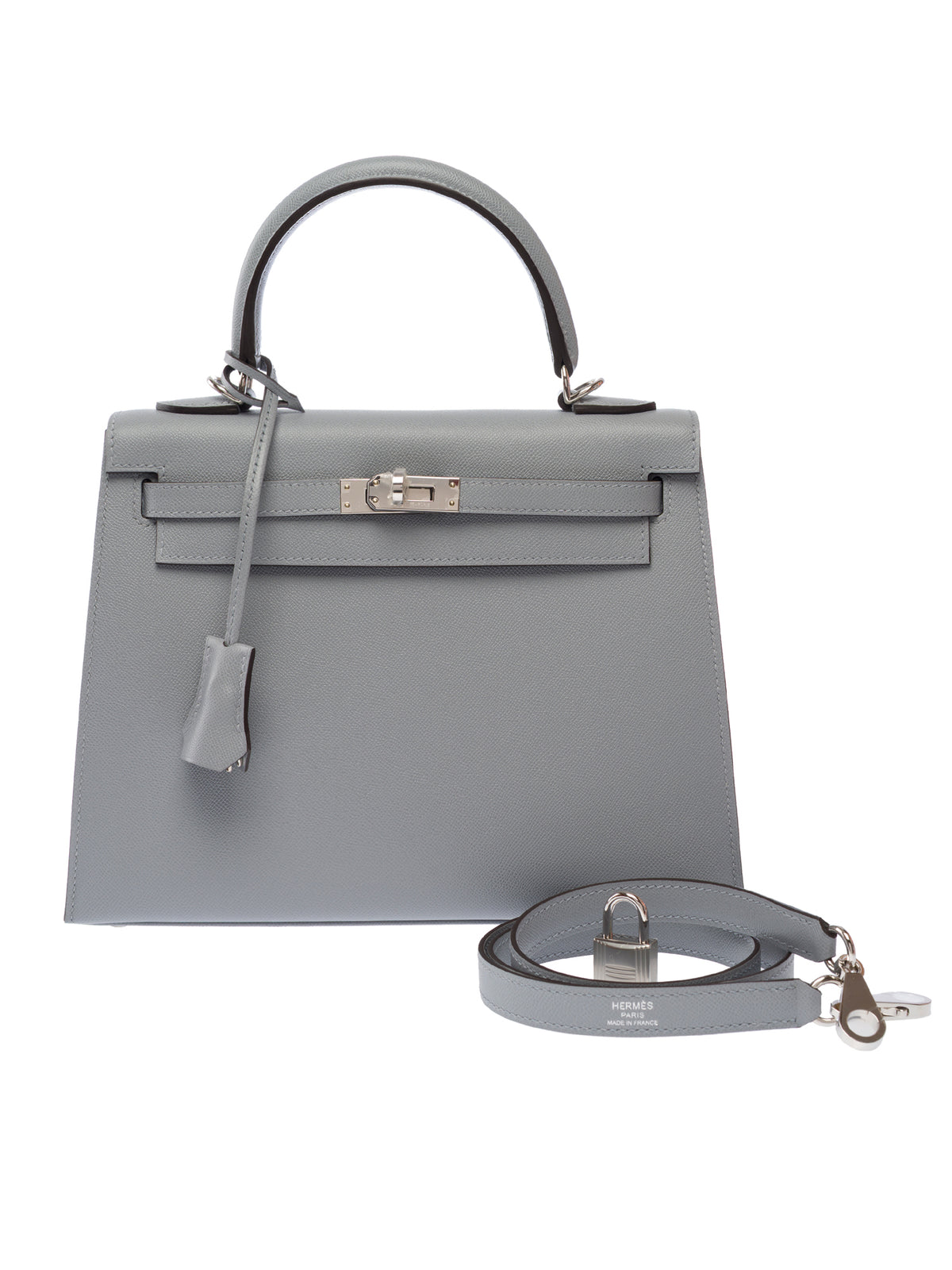 Sac HERMES Kelly 25 en Cuir Gris - 104004