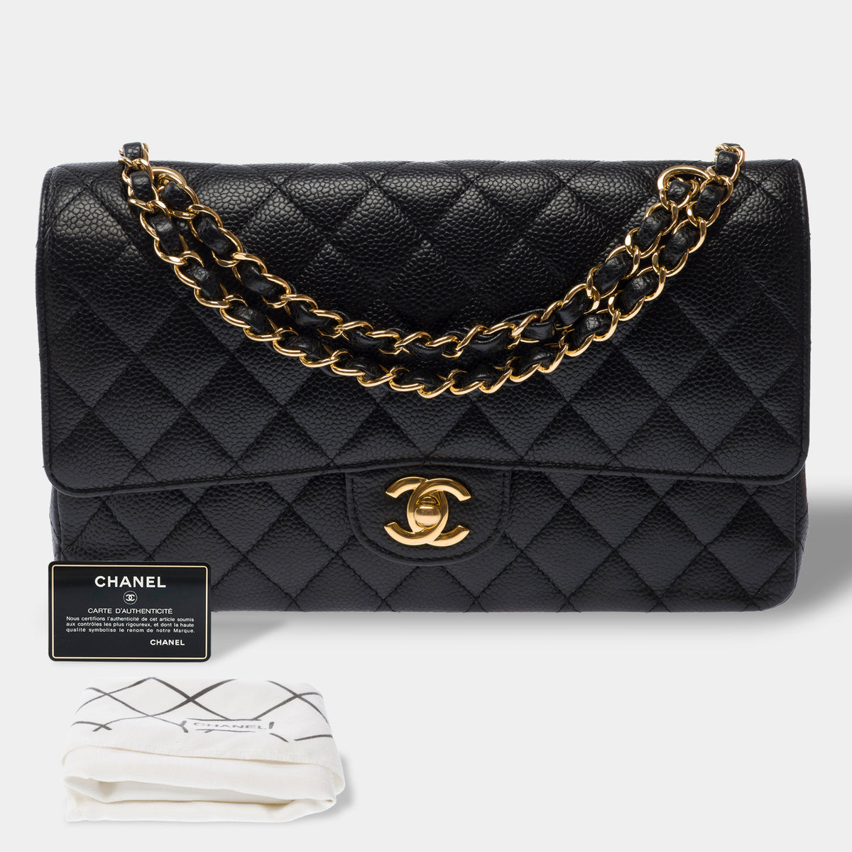 Sac CHANEL Timeless/Classique en Cuir Noir - 104012