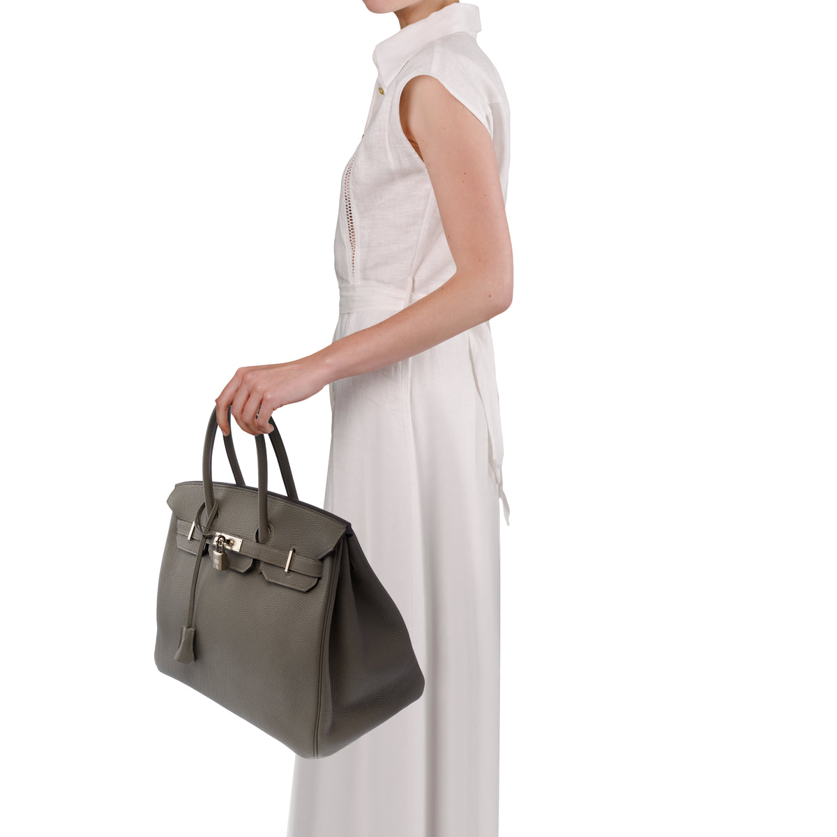 Sac HERMES Birkin 35 en Cuir Gris - 104033